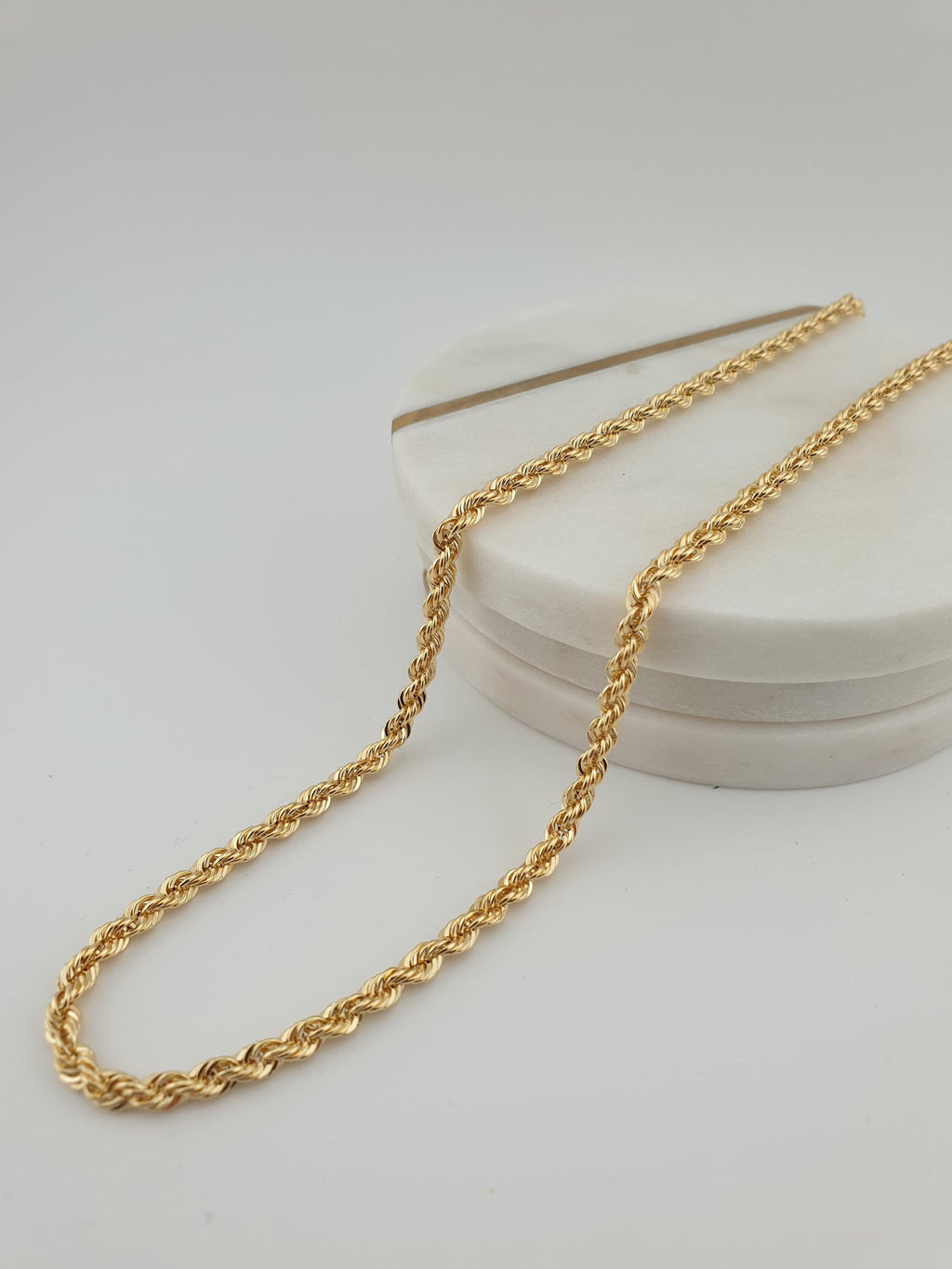 18K Gold Rope Chain Necklace 25 inch- 3.8mm Thickness – Twist Chain, Luxury Minimal Jewelry