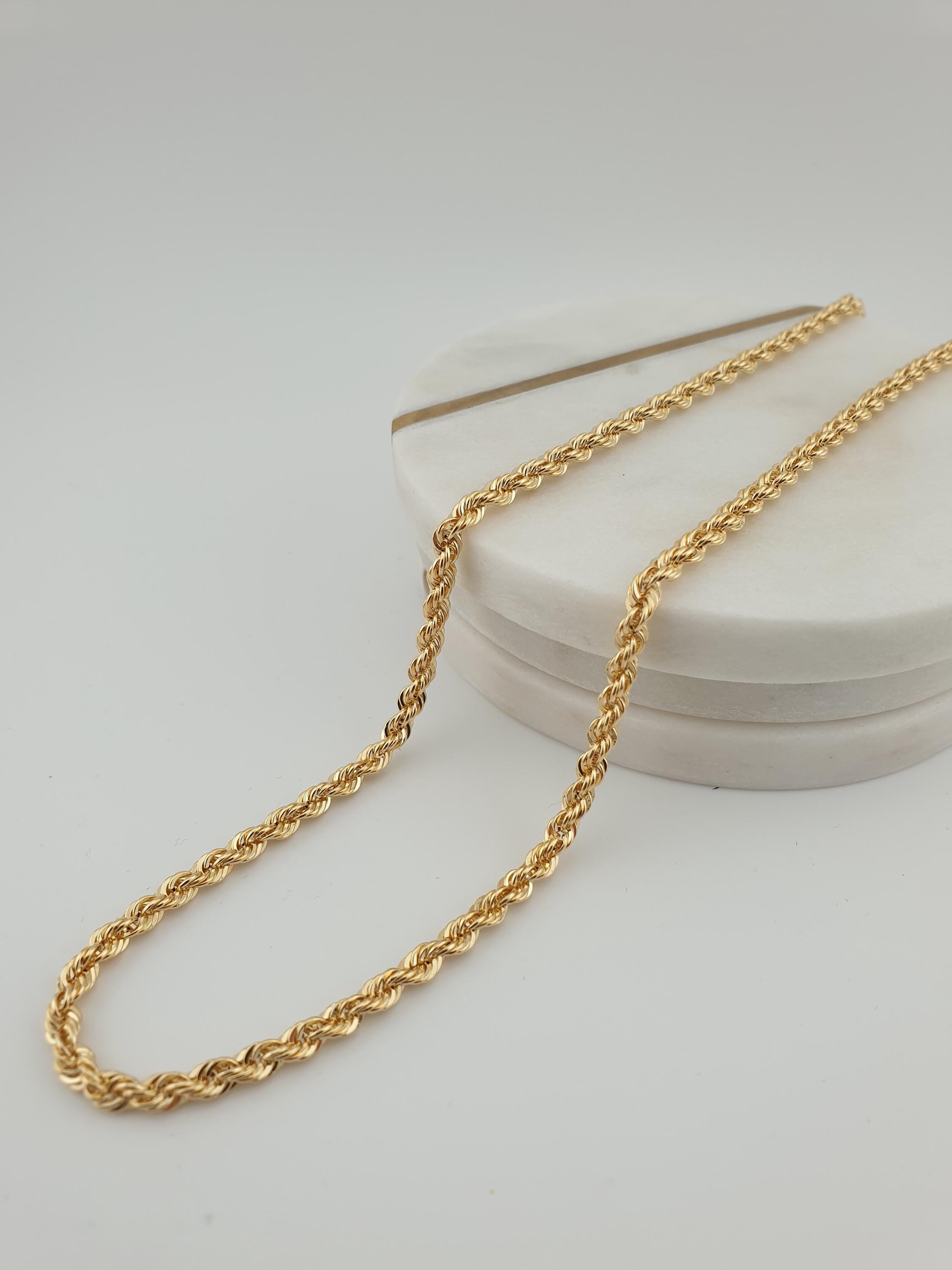 18K Gold Rope Chain Necklace 25 inch- 3.8mm Thickness – Twist Chain, Luxury Minimal Jewelry