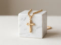 14k Real Gold Cross Necklace: Chunky Rolo Chain, Nice Gift