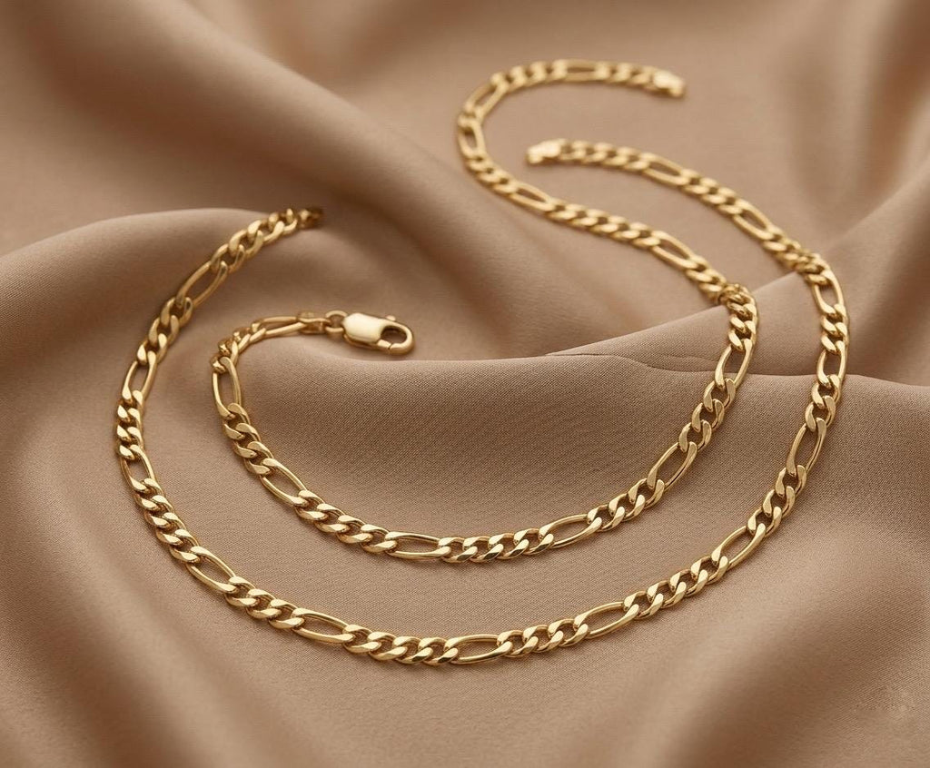 18K Real solid Gold Figaro chain, 20 inch lenght , 3.1mm, good for daily use