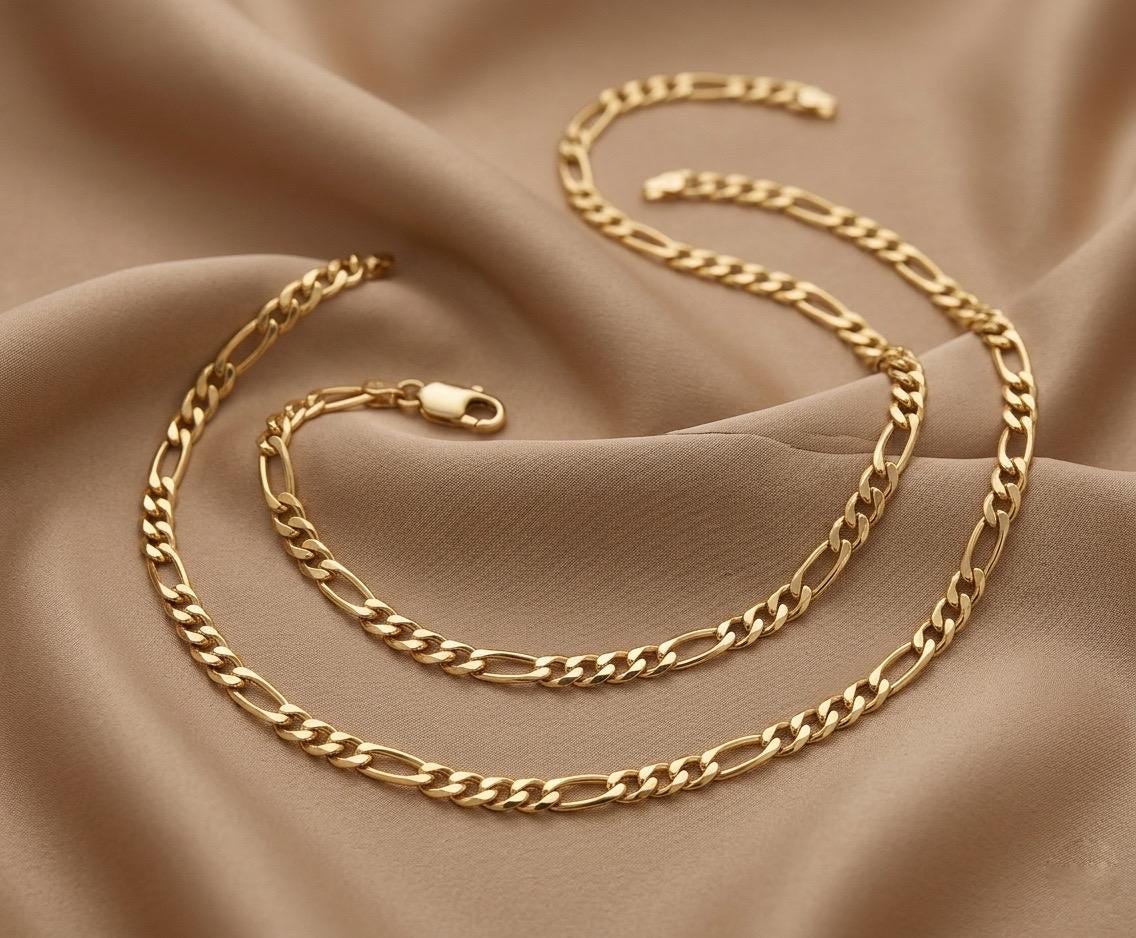 18K Real solid Gold Figaro chain, 20 inch lenght , 3.1mm, good for daily use