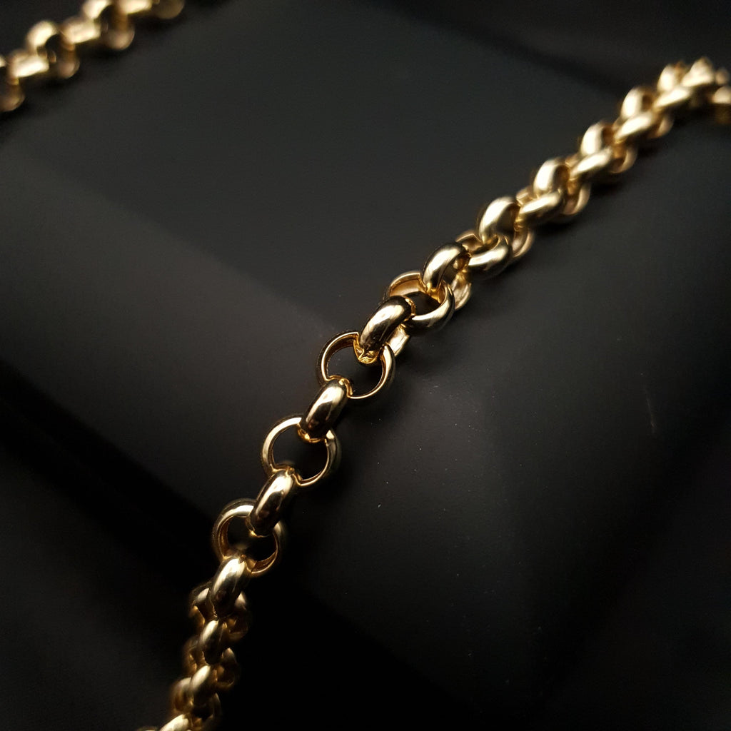 14k Real Gold Rolo Chain Necklace: 7mm or 6mm Unisex