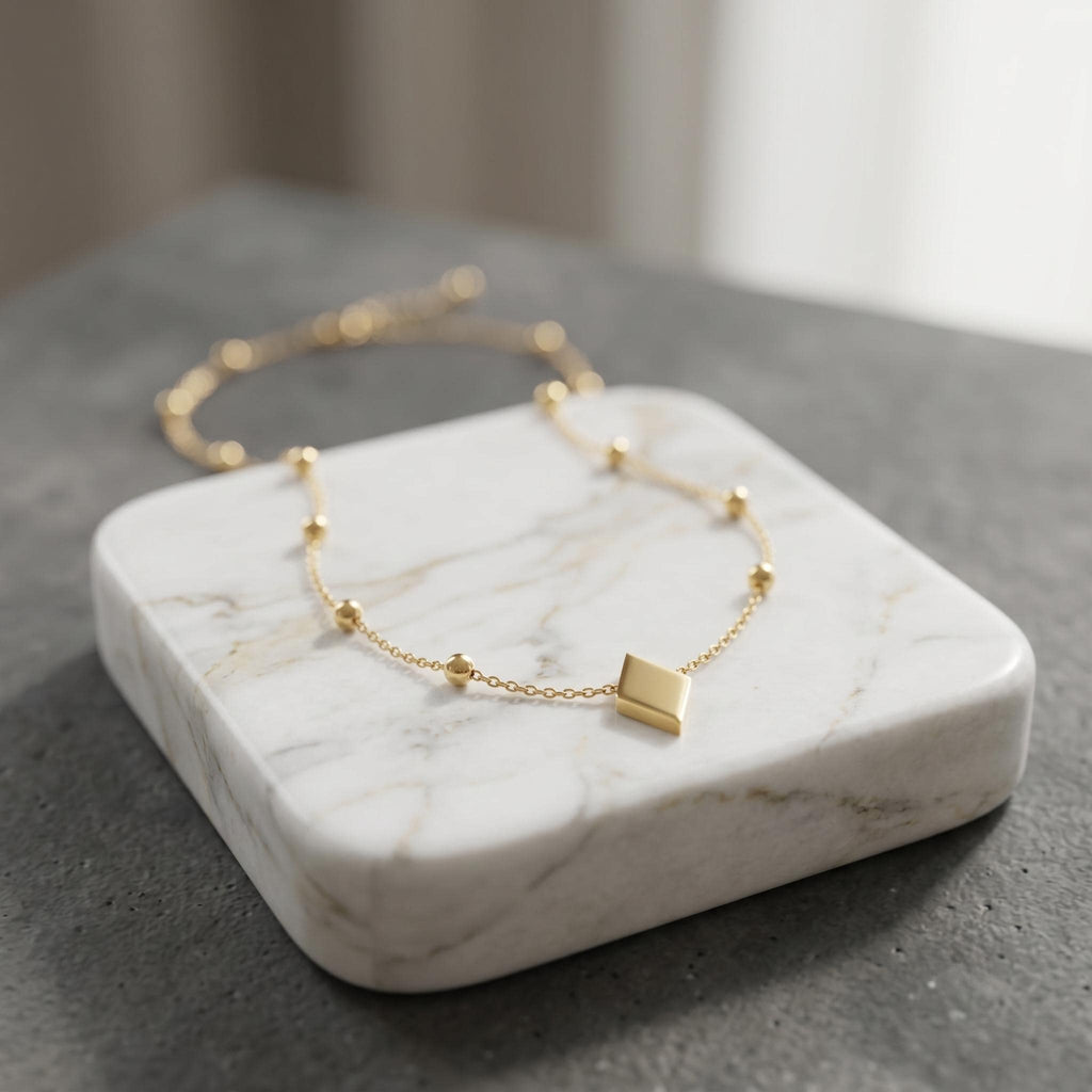 18K Gold Kite Necklace: Minimalist Geometric Pendant