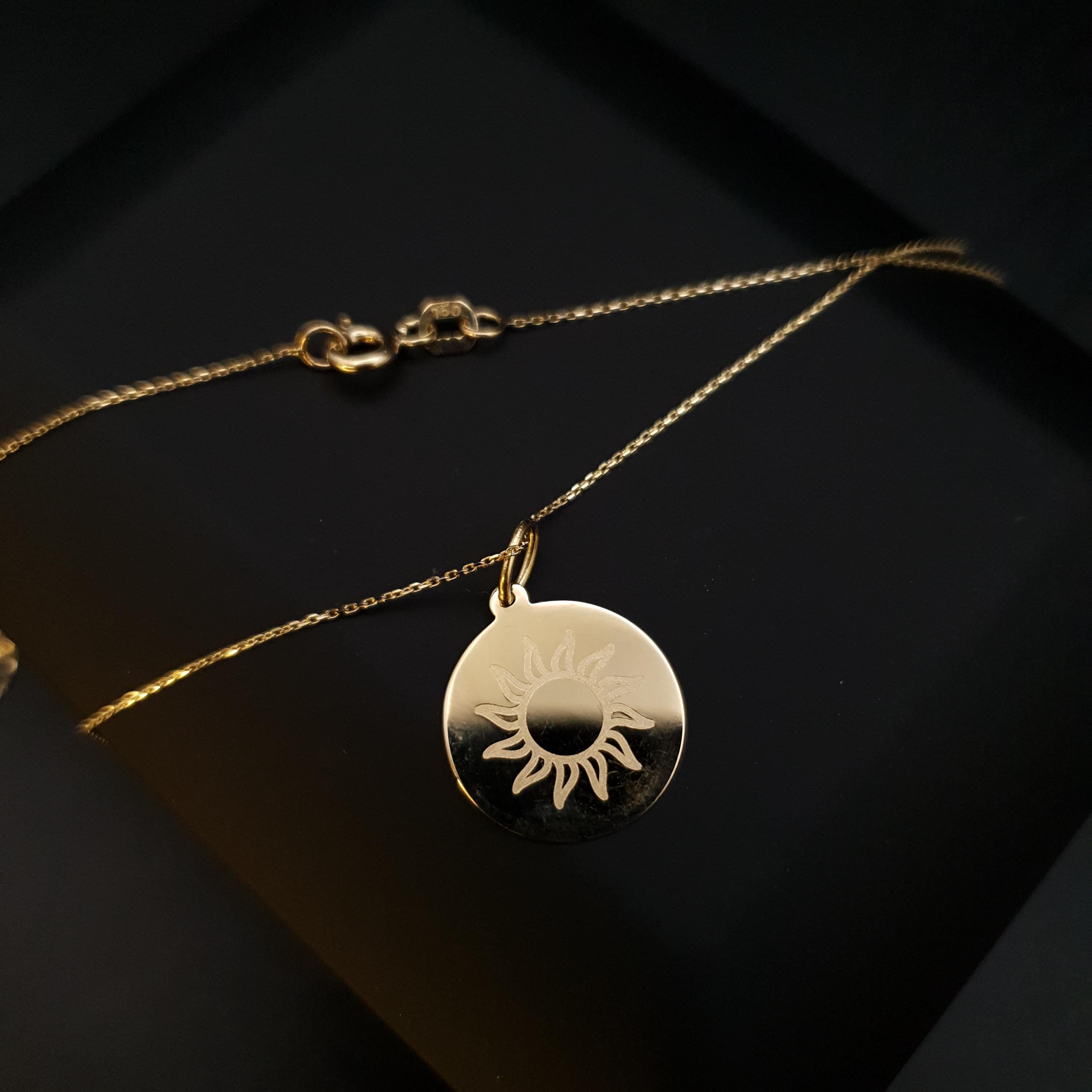 18K Gold Sun Symbol Pendant Necklace