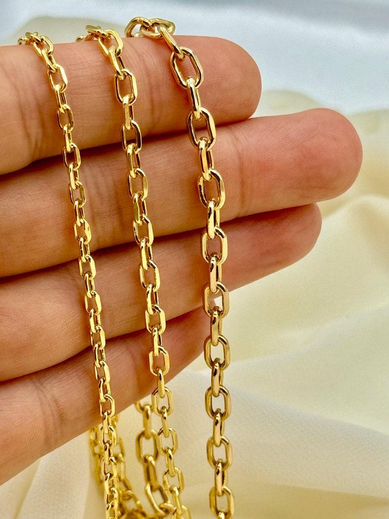 14K Real Gold Cable Chain Necklace, Paperclip Style, Trending Jewelry