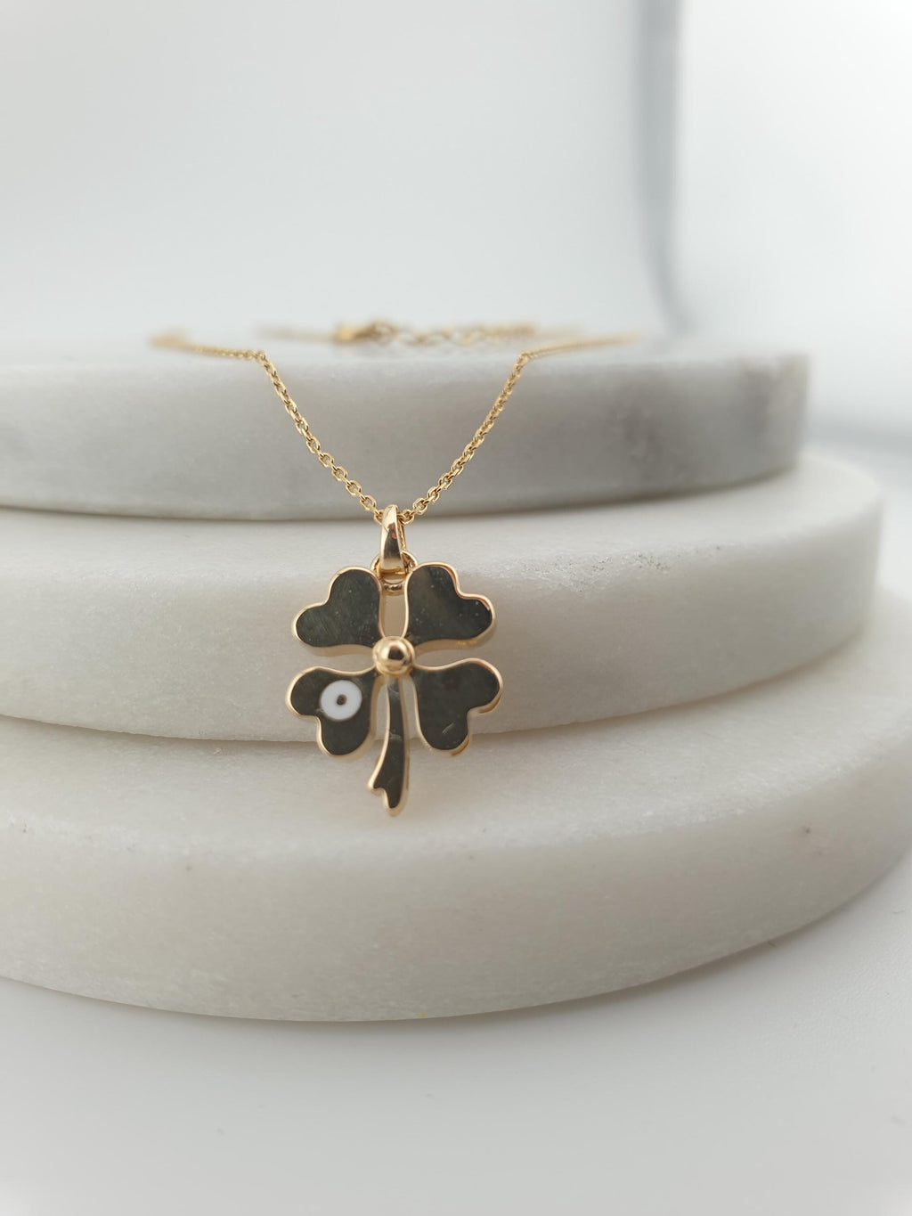 14K Gold Four Leaf Clover Necklace: Lucky Charm Pendant