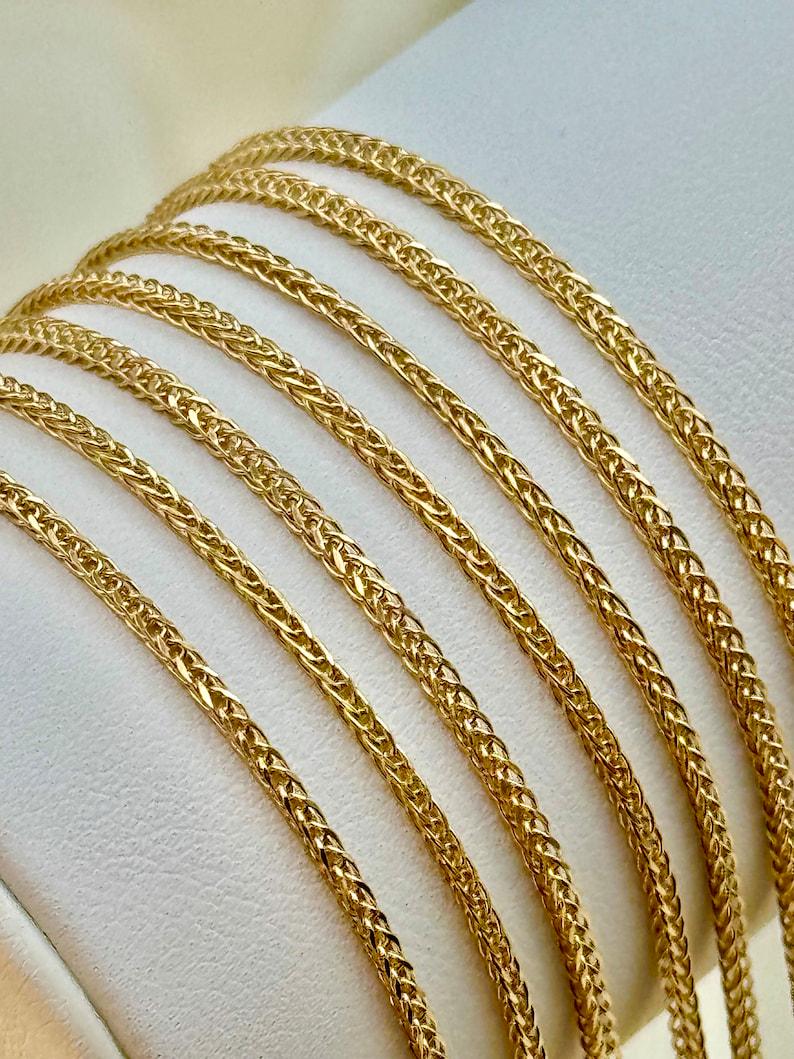 14k Gold Franco Chain Necklace - 1.5mm Foxtail Chain, Unisex, Birthday gift