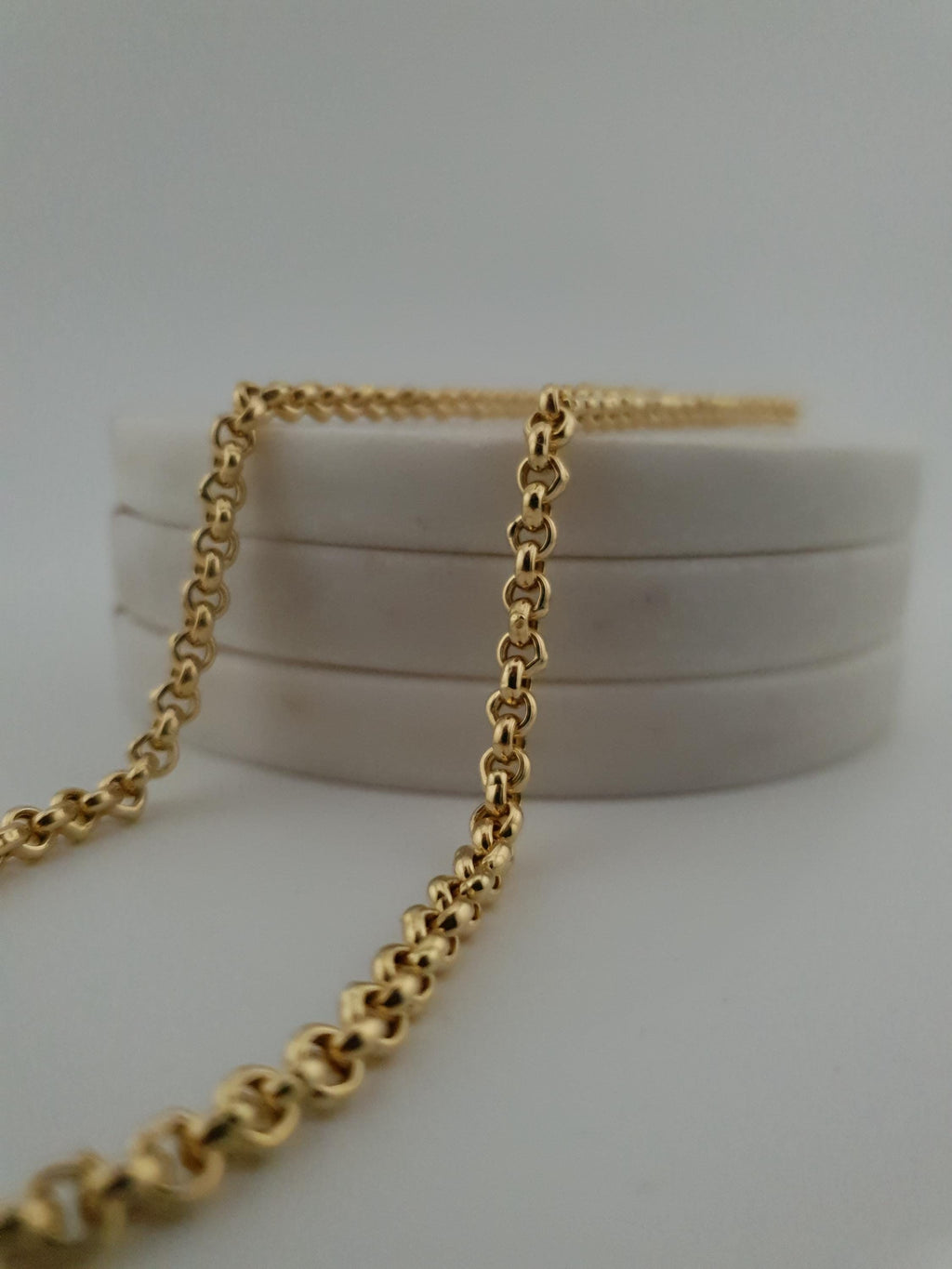 18K Solid Gold Rolo Chain Necklace – 24 Inch Length Fine Jewelry