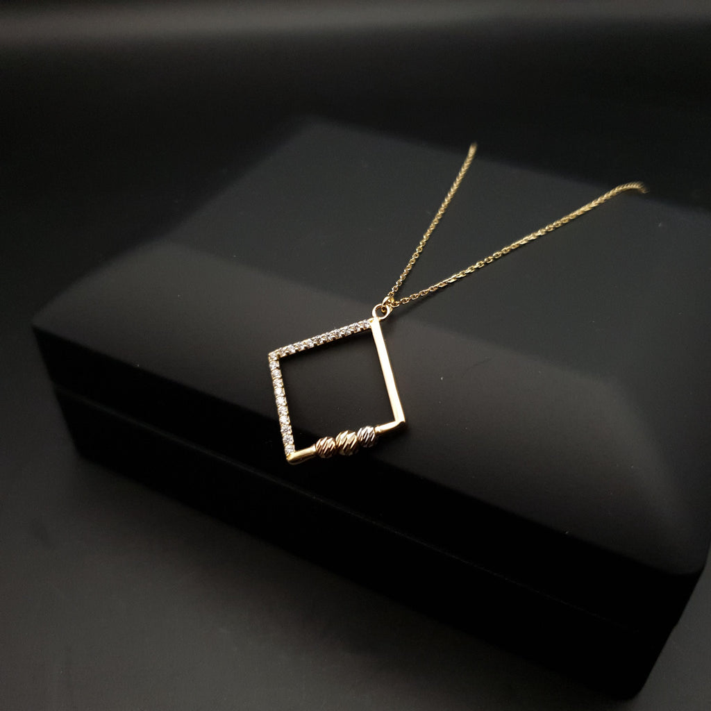 18k Gold Square Initial Necklace: Geometric Modern Design, Birthday Gift, Gift For her,