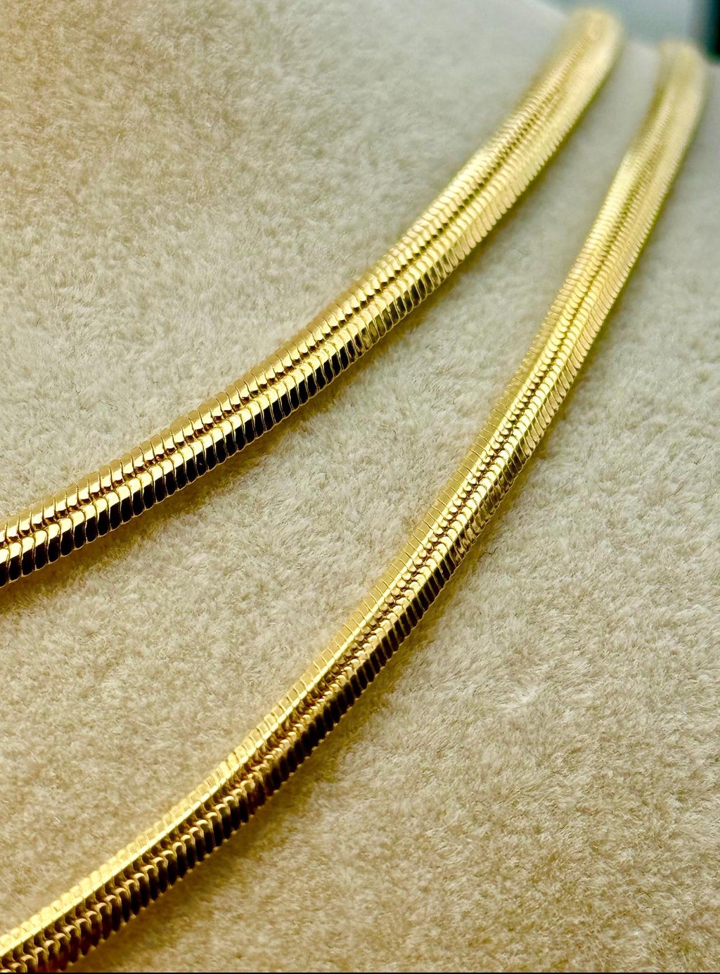 14k Real Gold Herringbone Snake Chain Necklace. (3.5MM)