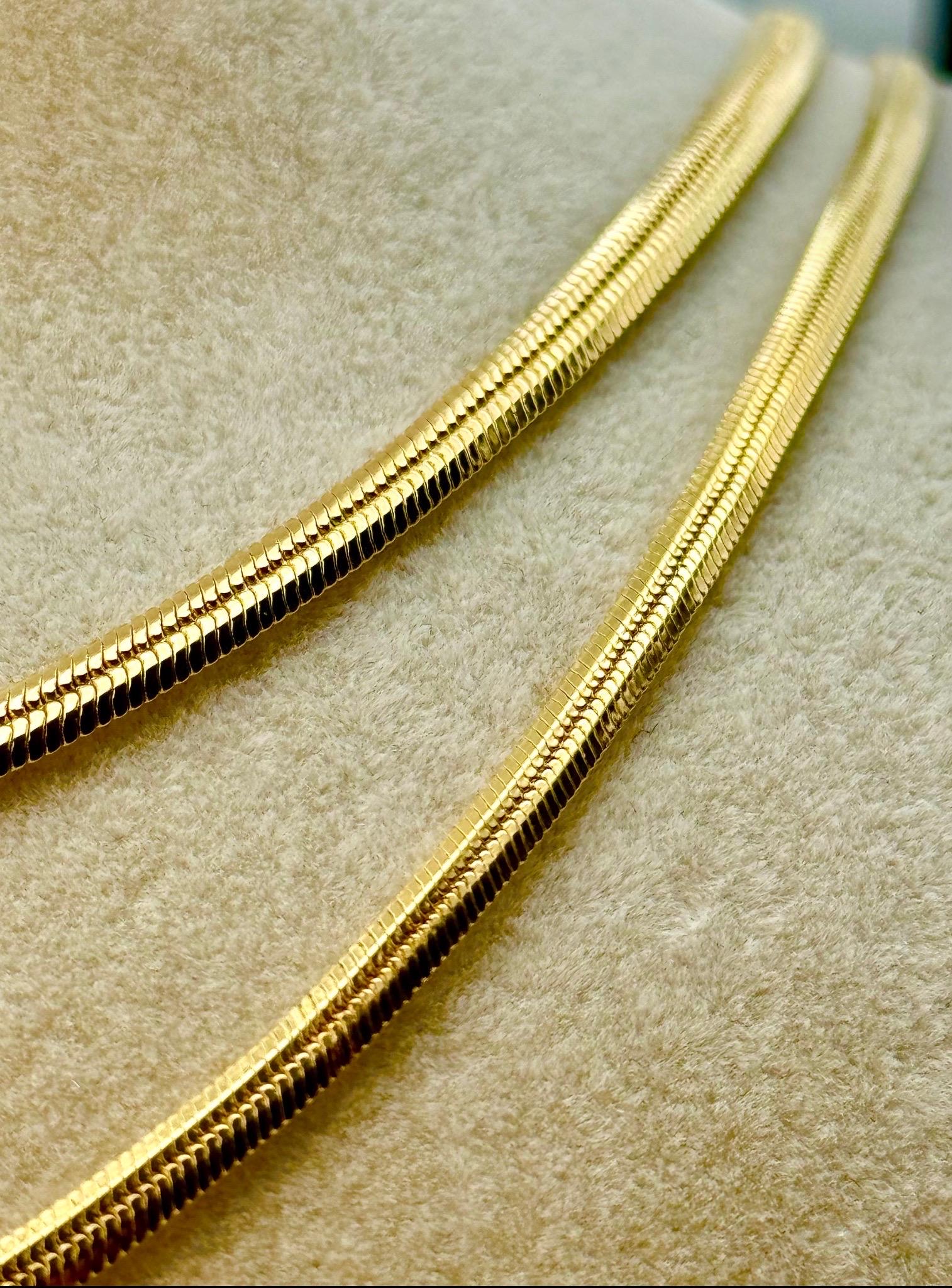 14k Real Gold Herringbone Snake Chain Necklace. (3.5MM)