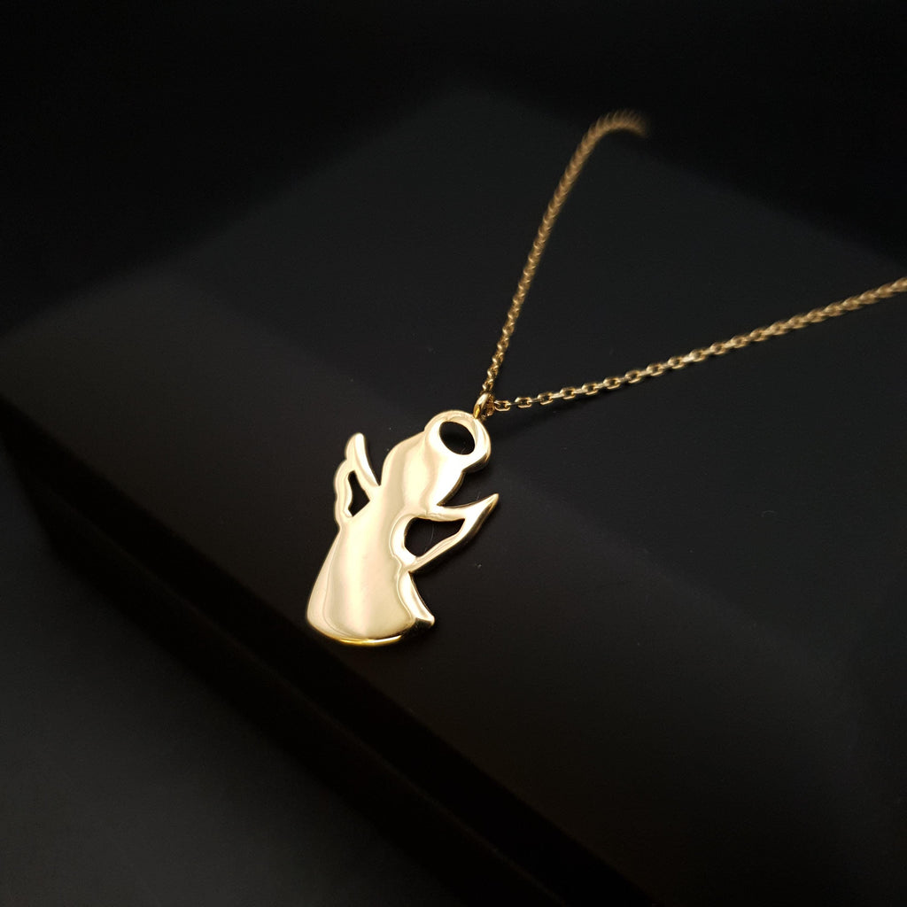 18K Gold Angel Pendant Necklace, Charm Jewelry