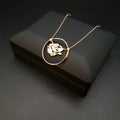 18K Gold Rose Flower Pendant Necklace - 17 Inch
