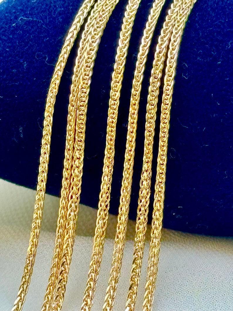14k Gold Franco Chain Necklace - 1.5mm Foxtail Chain, Unisex, Birthday gift