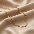 18k Real Gold Figaro Chain Necklace, Thickness 2.75MM