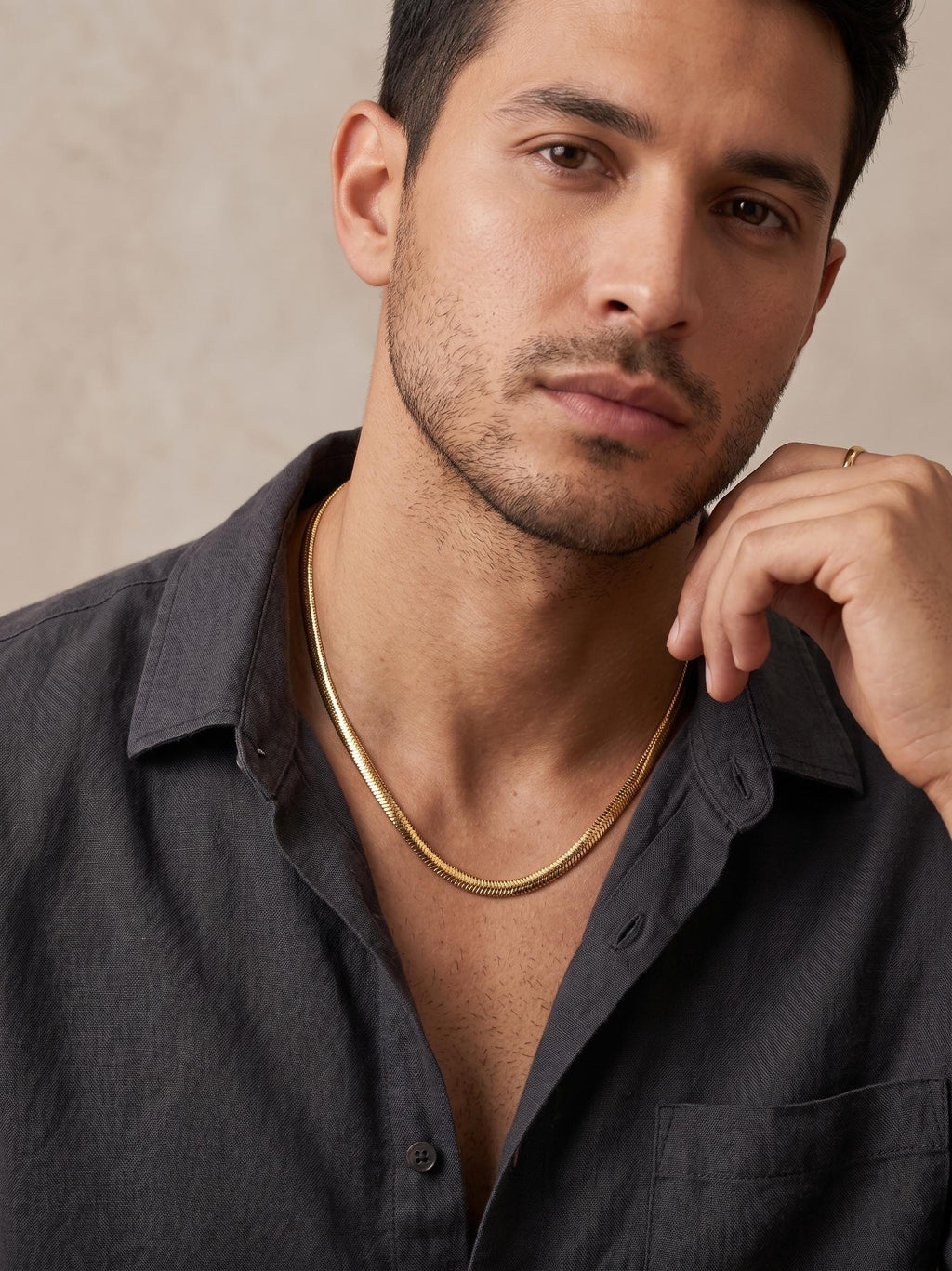 14k Real Gold Herringbone Snake Chain Necklace (3.5mm)