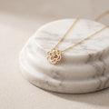 14K Gold Rose Flower Necklace: Floral Pendant, Delicate Jewelry