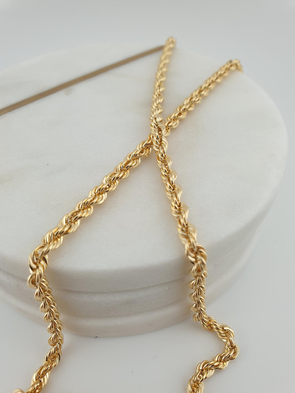 18K Gold Rope Chain Necklace 25 inch- 3.8mm Thickness – Twist Chain, Luxury Minimal Jewelry