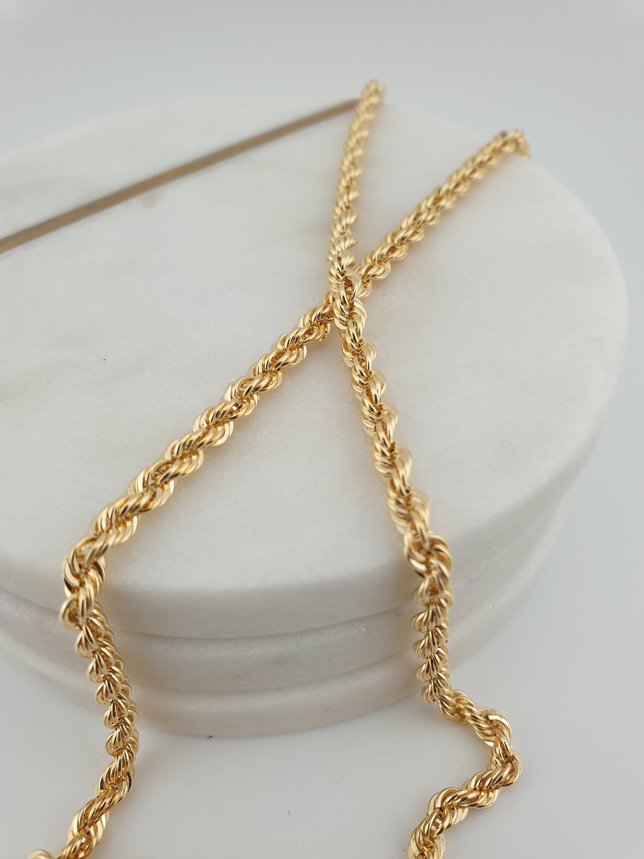 18K Gold Rope Chain Necklace 25 inch- 3.8mm Thickness – Twist Chain, Luxury Minimal Jewelry
