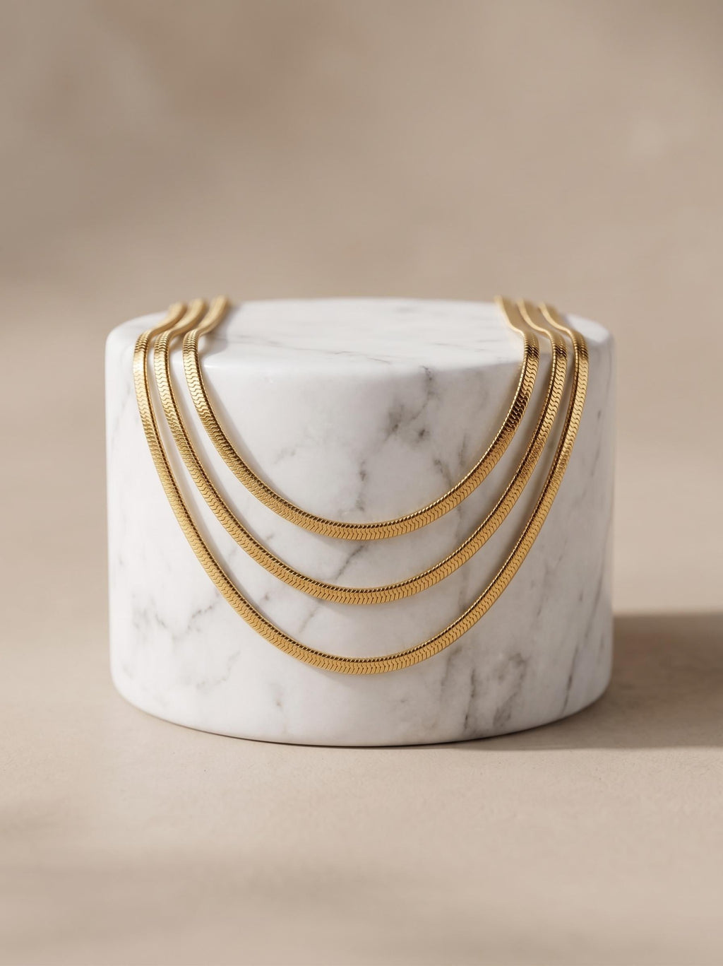 14k Real Gold Herringbone Snake Chain Necklace (2.6mm)