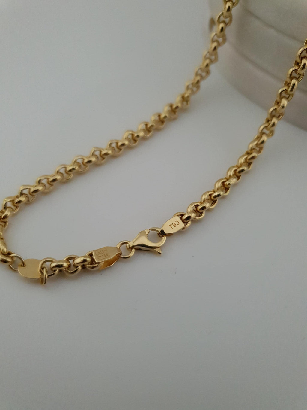 18K Gold Rolo Chain Necklace, Classic Round Link Chain, Unisex Fine Jewelry-24 inch