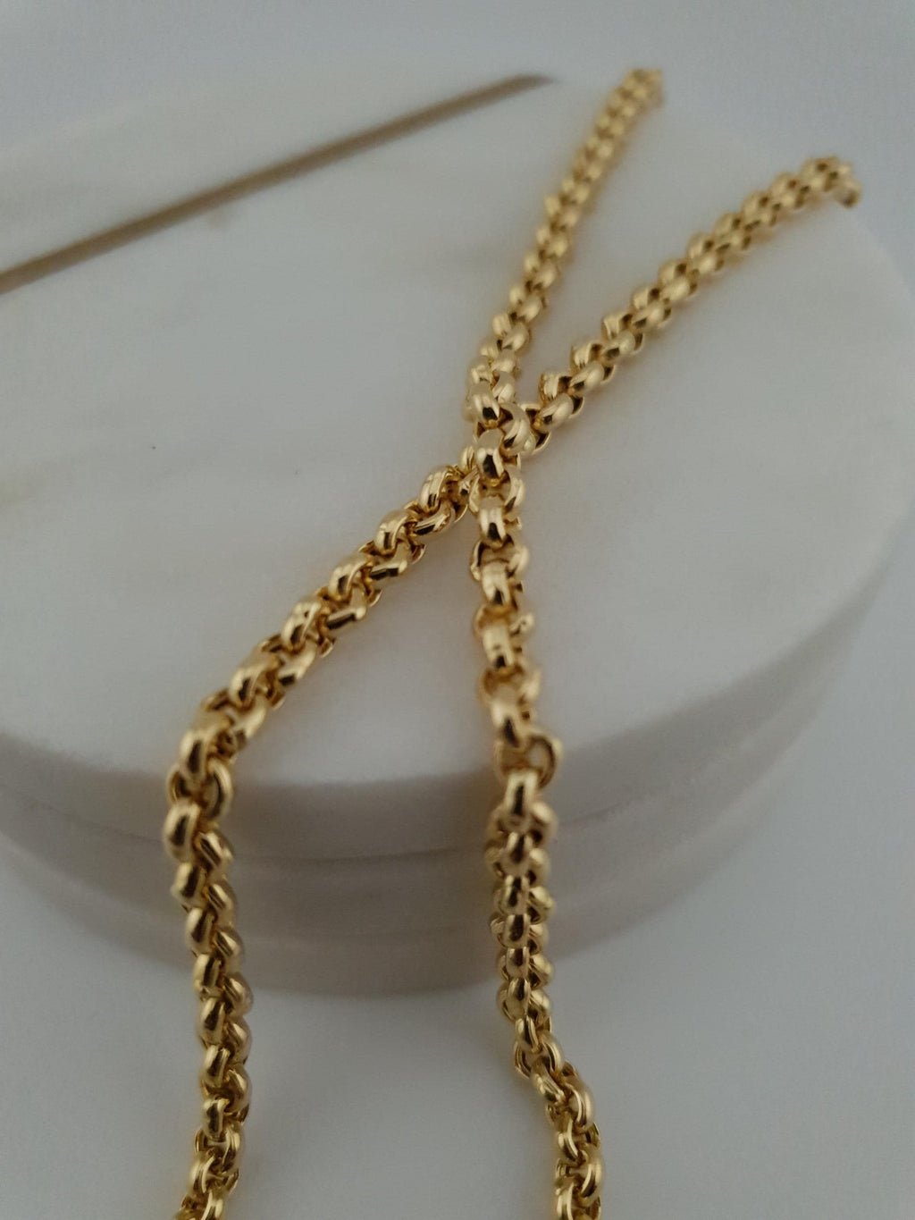 18K Solid Gold Rolo Chain Necklace – 24 Inch Length Fine Jewelry