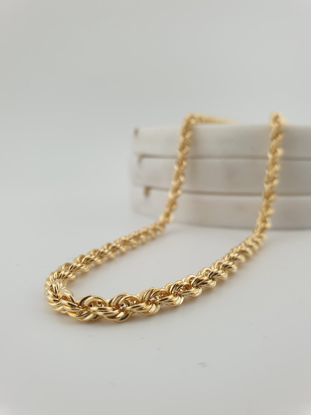 18K Gold Rope Chain Necklace 25 inch- 3.8mm Thickness – Twist Chain, Luxury Minimal Jewelry