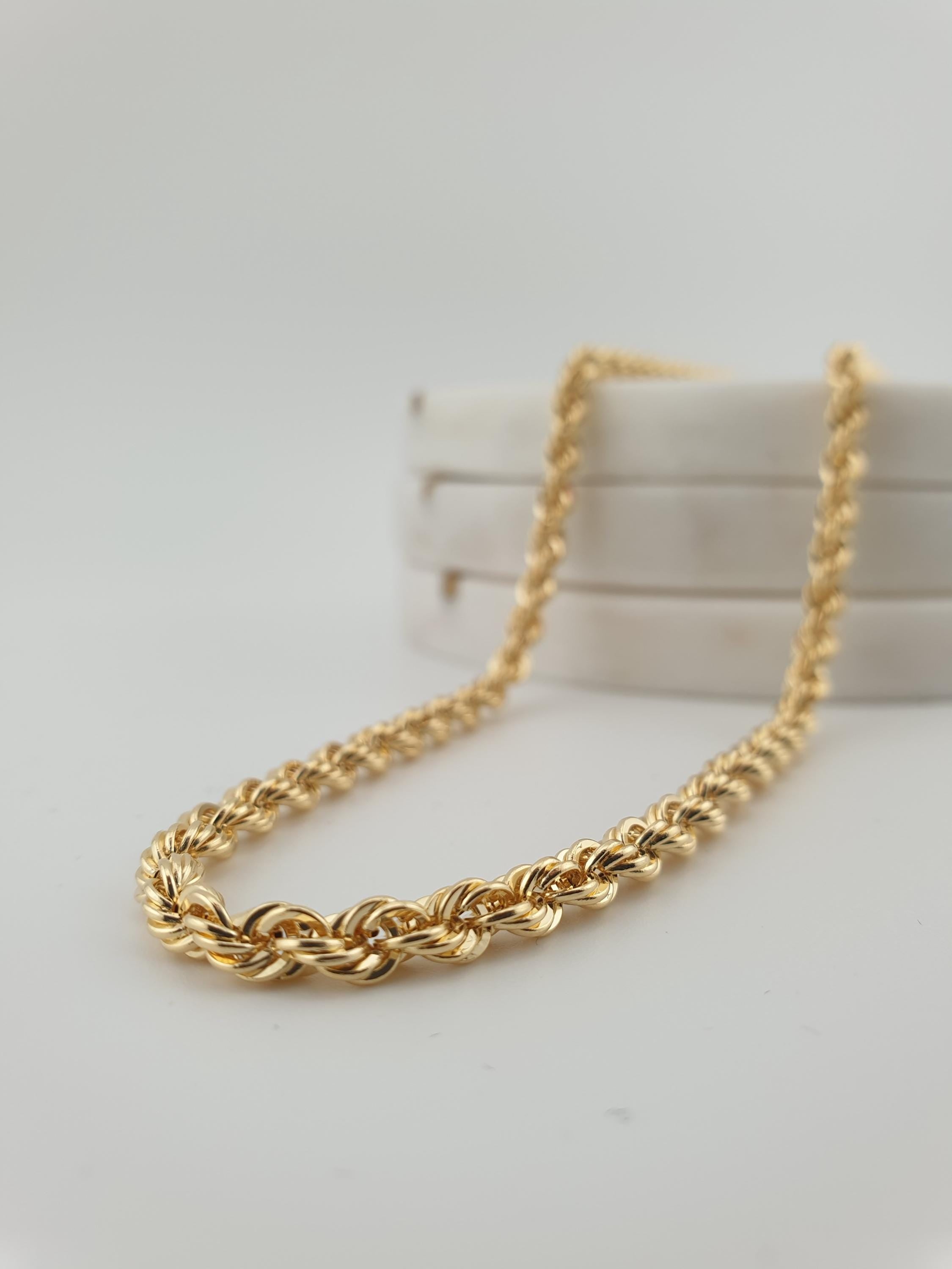 18K Gold Rope Chain Necklace 25 inch- 3.8mm Thickness – Twist Chain, Luxury Minimal Jewelry