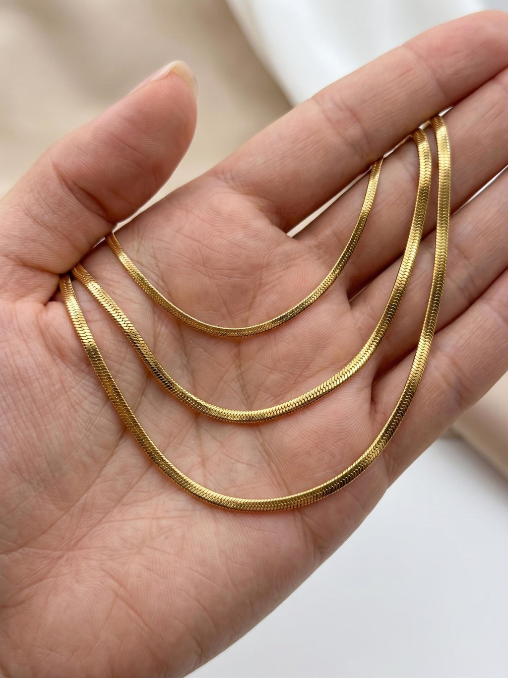 14k Real Gold Herringbone Snake Chain Necklace (2.6mm)