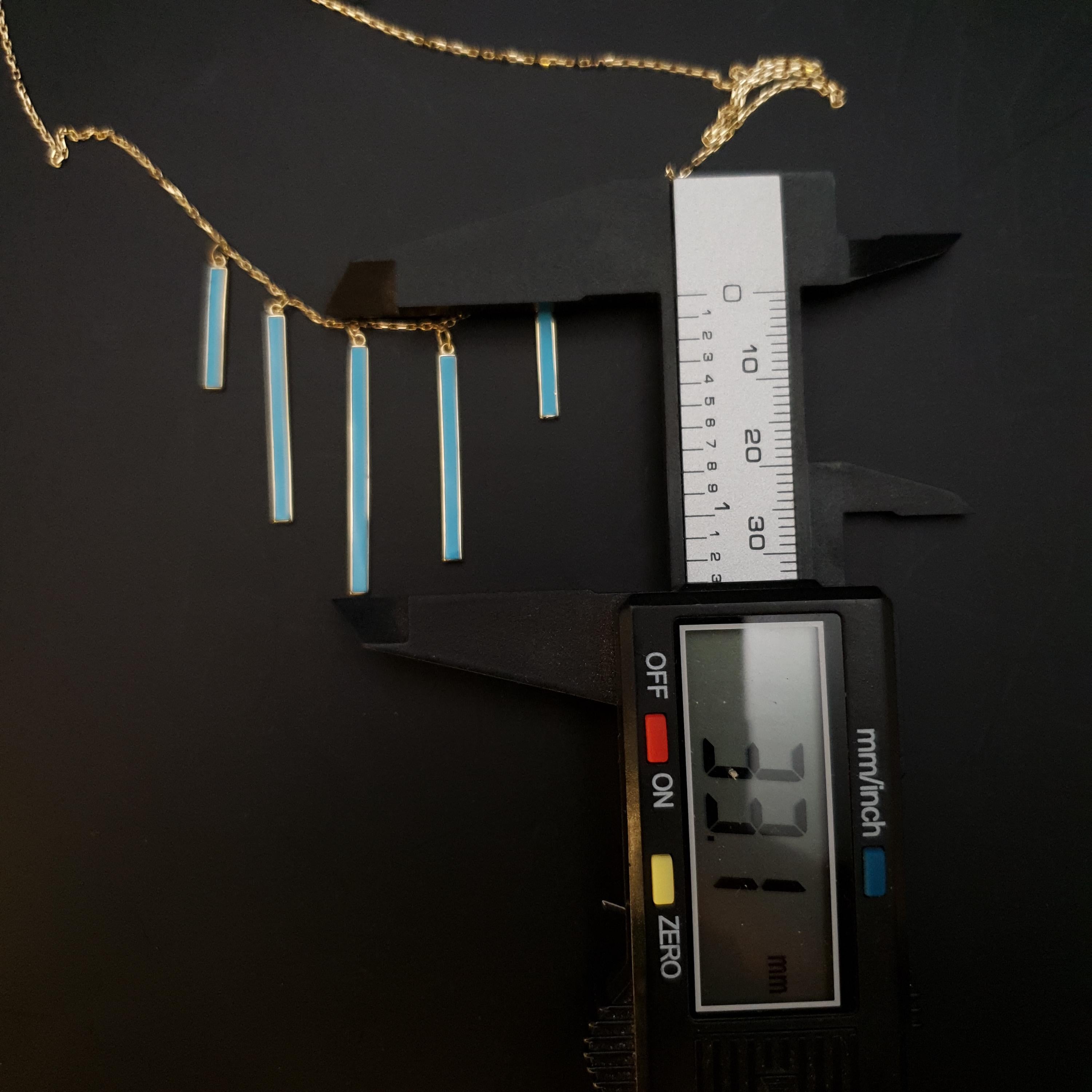 18K Gold Turquoise Bar Necklace: Dainty Modern Pendant