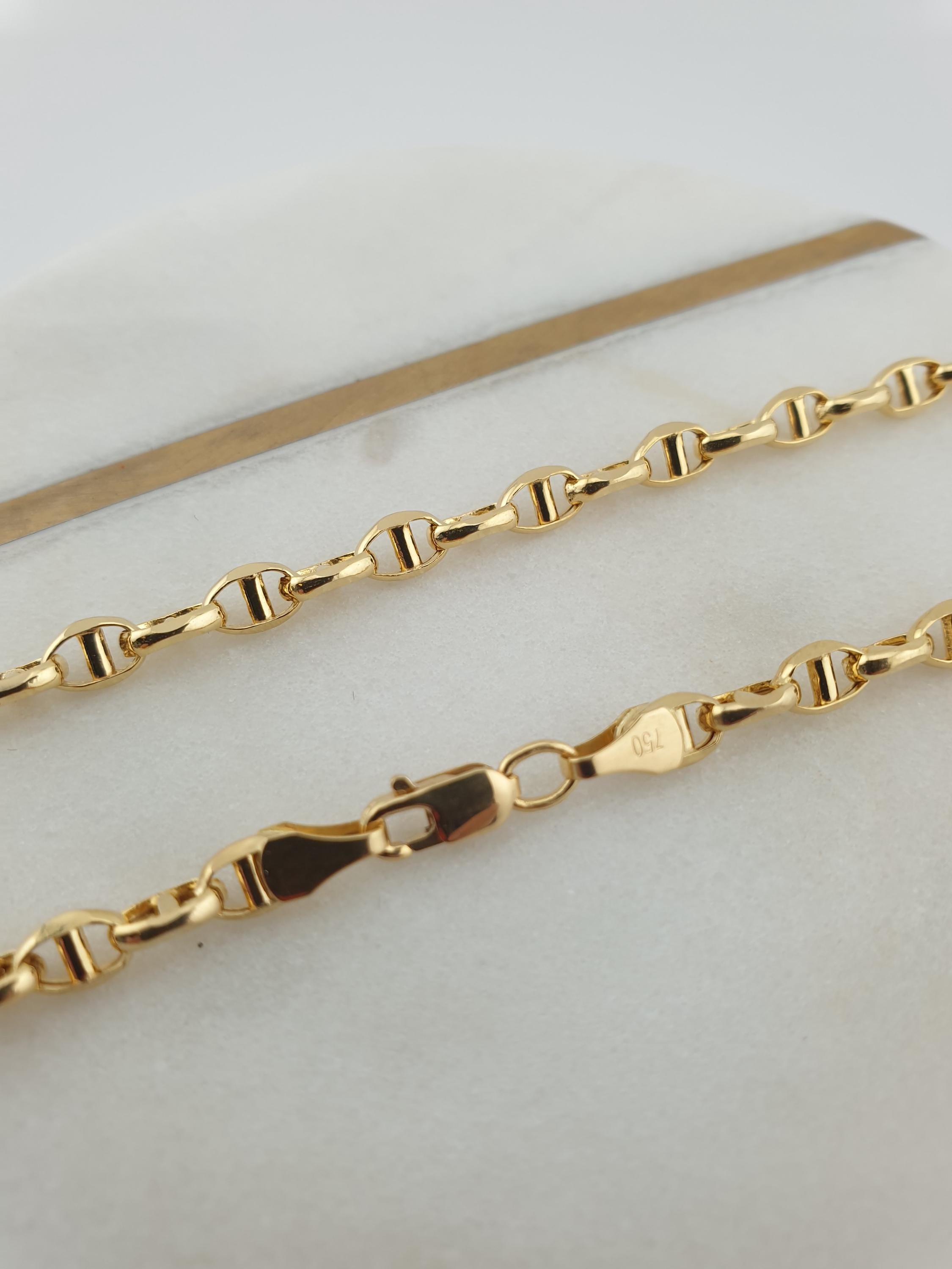 18K Solid Gold Anchor Chain Necklace – 3mm Minimalist Jewelry