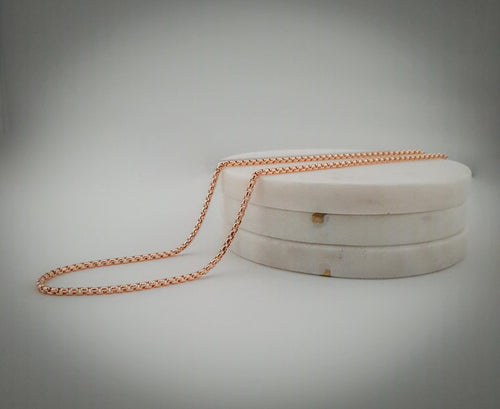 14K Gold Rose Box Chain, Necklace, 24 inch length and 2.6mm thickness,