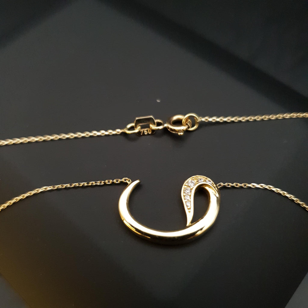 18K Gold Vav Letter Pendant Necklace - Persian Initial Jewelry
