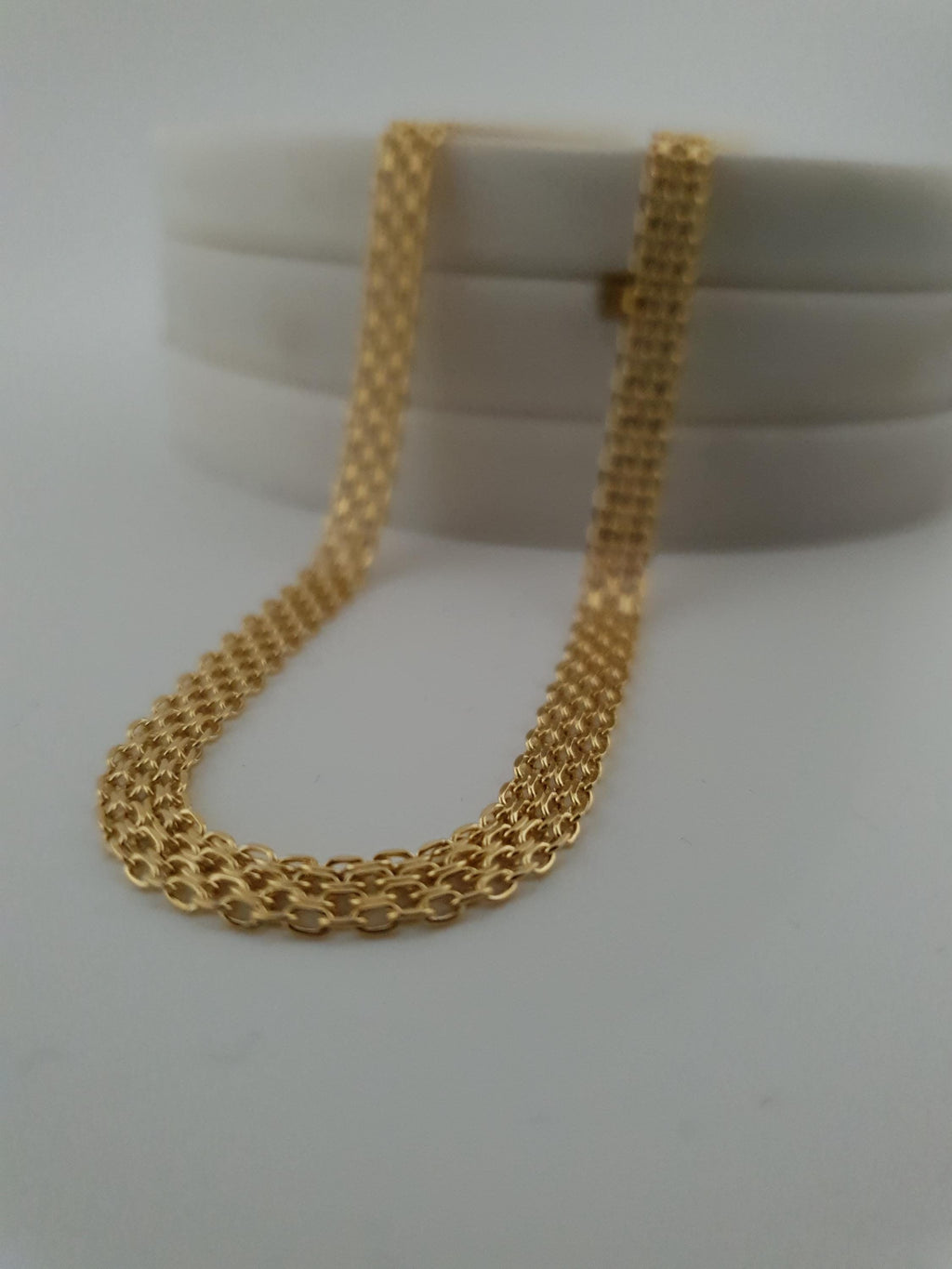 18K Gold Bismarck Chain Necklace – 18 Inch Length Fine Jewelry 5mm Thickness