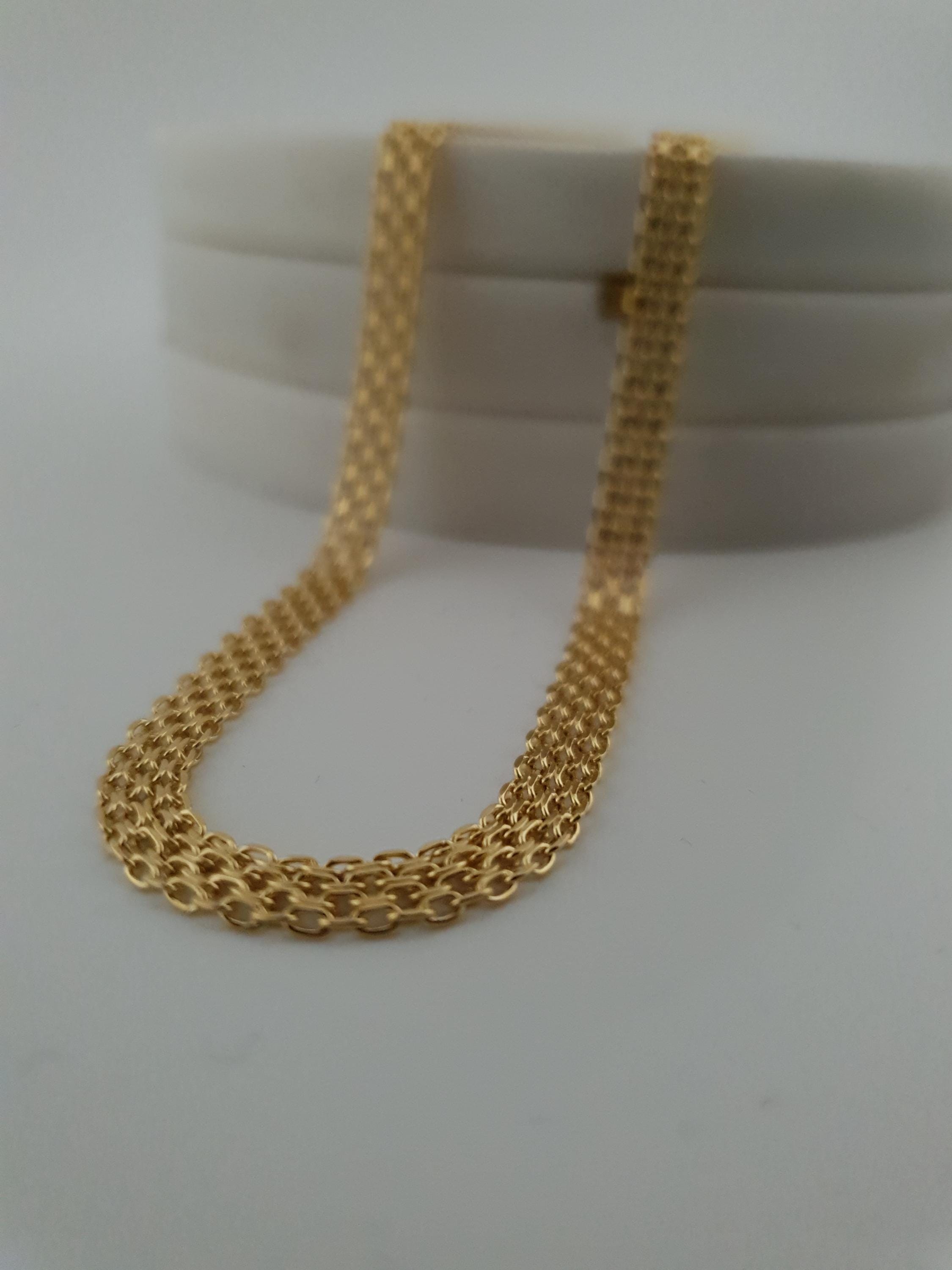 18K Gold Bismarck Chain Necklace – 18 Inch Length Fine Jewelry 5mm Thickness