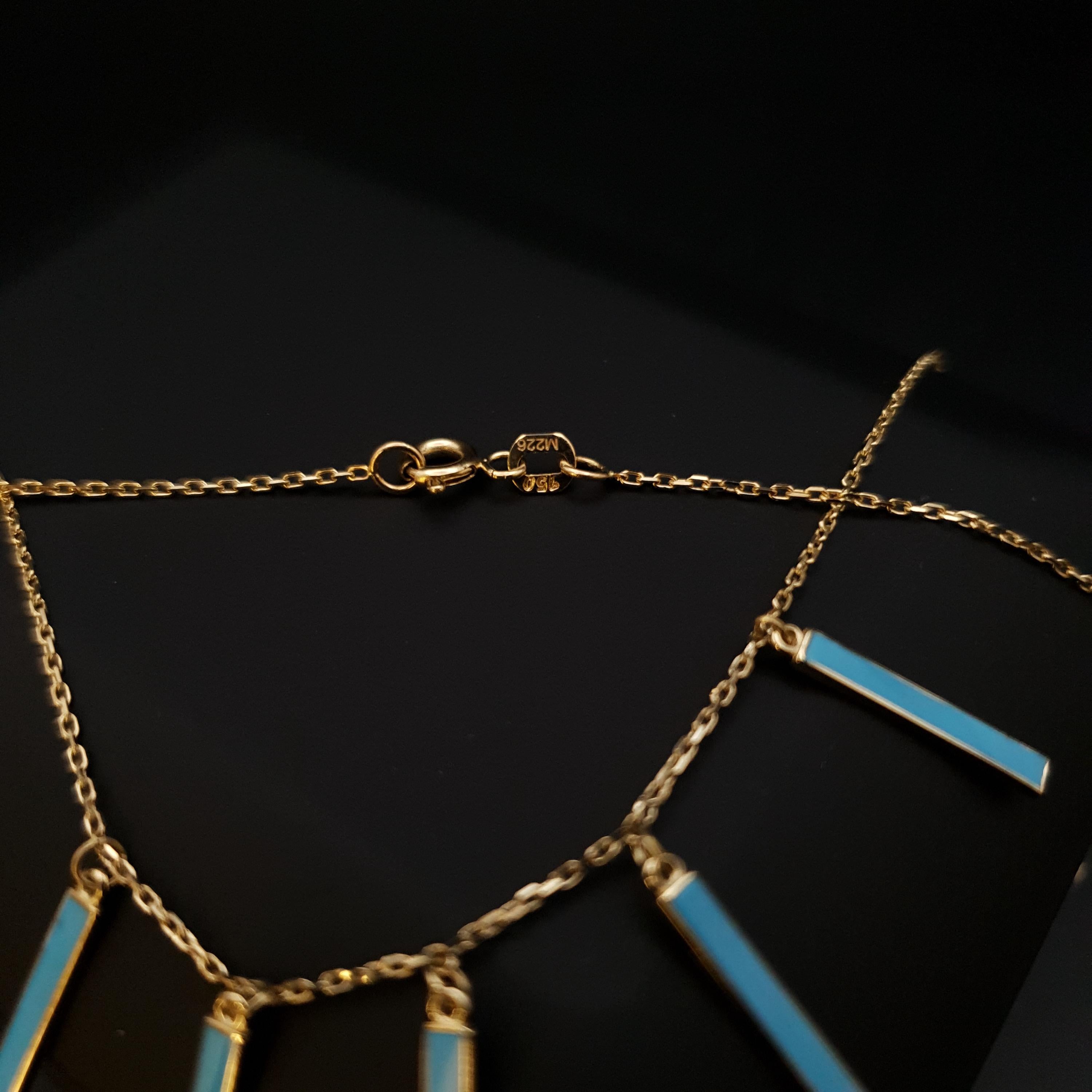 18K Gold Turquoise Bar Necklace: Dainty Modern Pendant