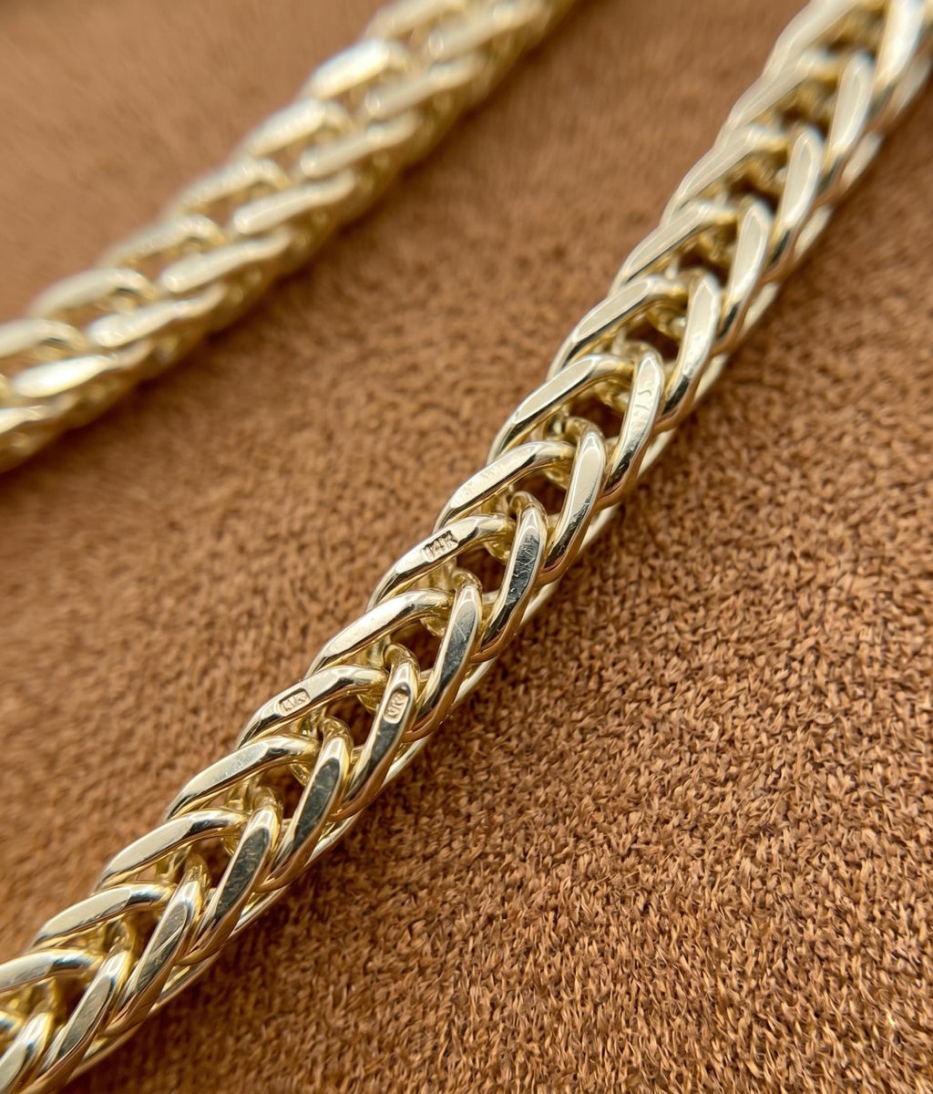 14K Real Gold  Franco Chain Necklace (4mm, 3mm), Unisex, Birthday gift, Foxtail Chain