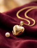 14k Real Gold Heart Locket Necklace, Rolo Chain Photo Memorial Pendant