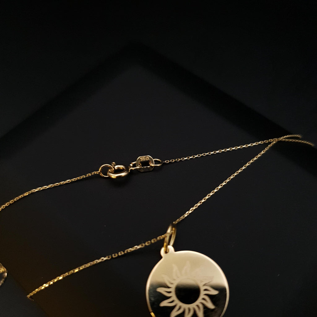 18K Gold Sun Symbol Pendant Necklace