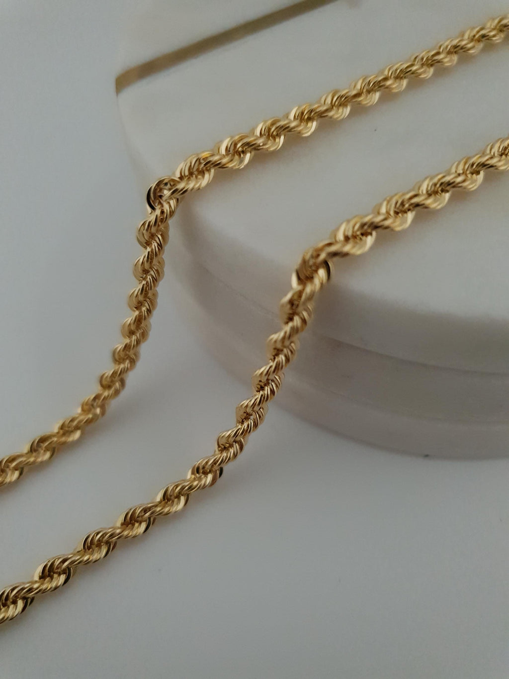 18K Gold Rope Chain Necklace 25 inch- 3.8mm Thickness – Twist Chain, Luxury Minimal Jewelry