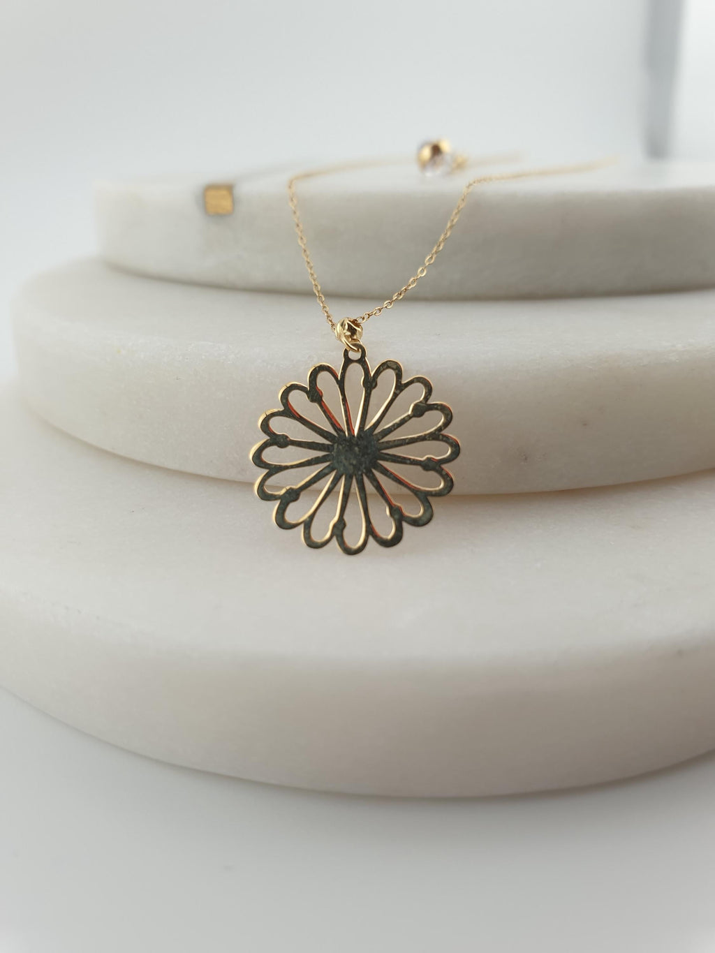 14K Gold Tiny Flower Pendant Necklace: Dainty Charm