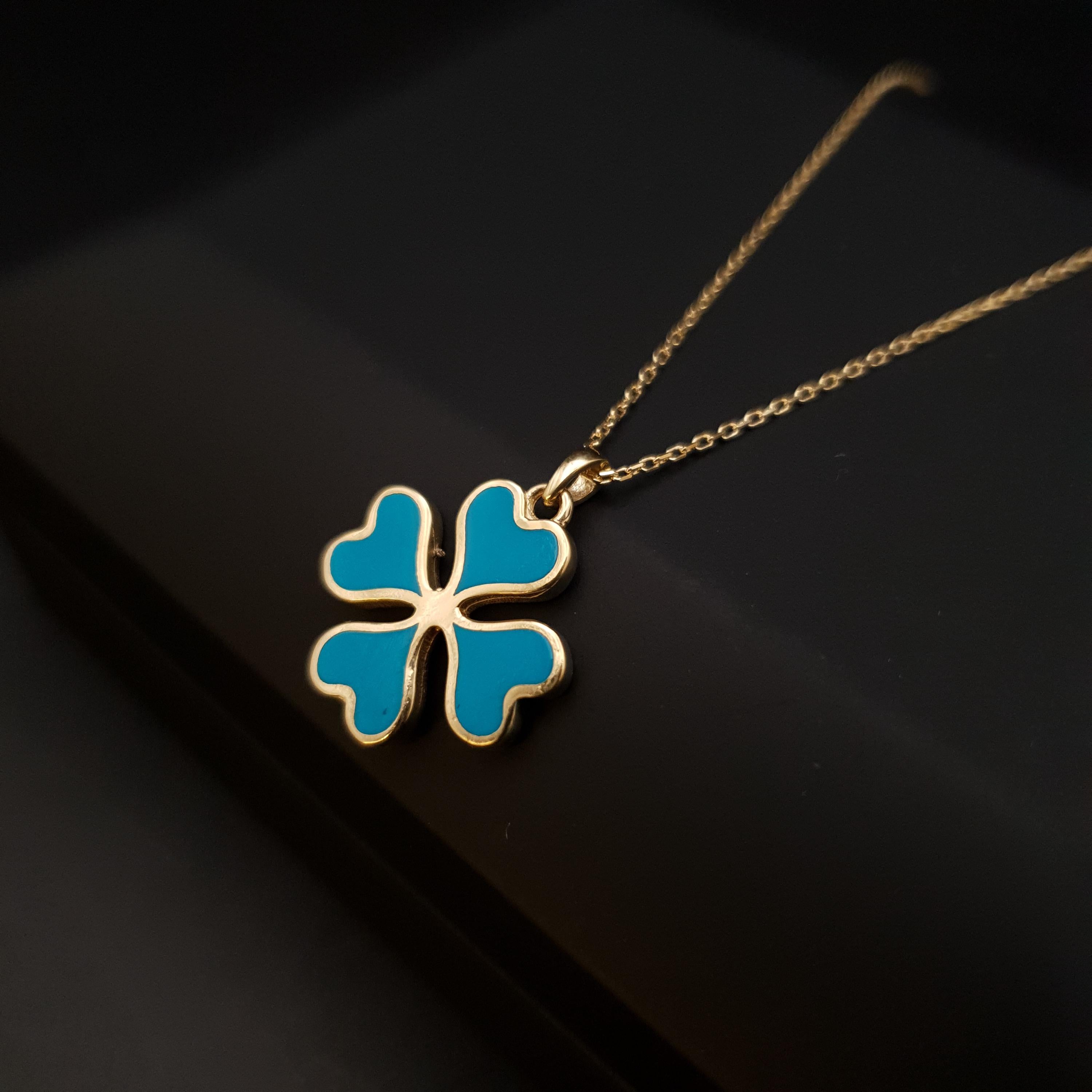 18K Gold Four Leaf Clover Necklace: Lucky Charm Pendant