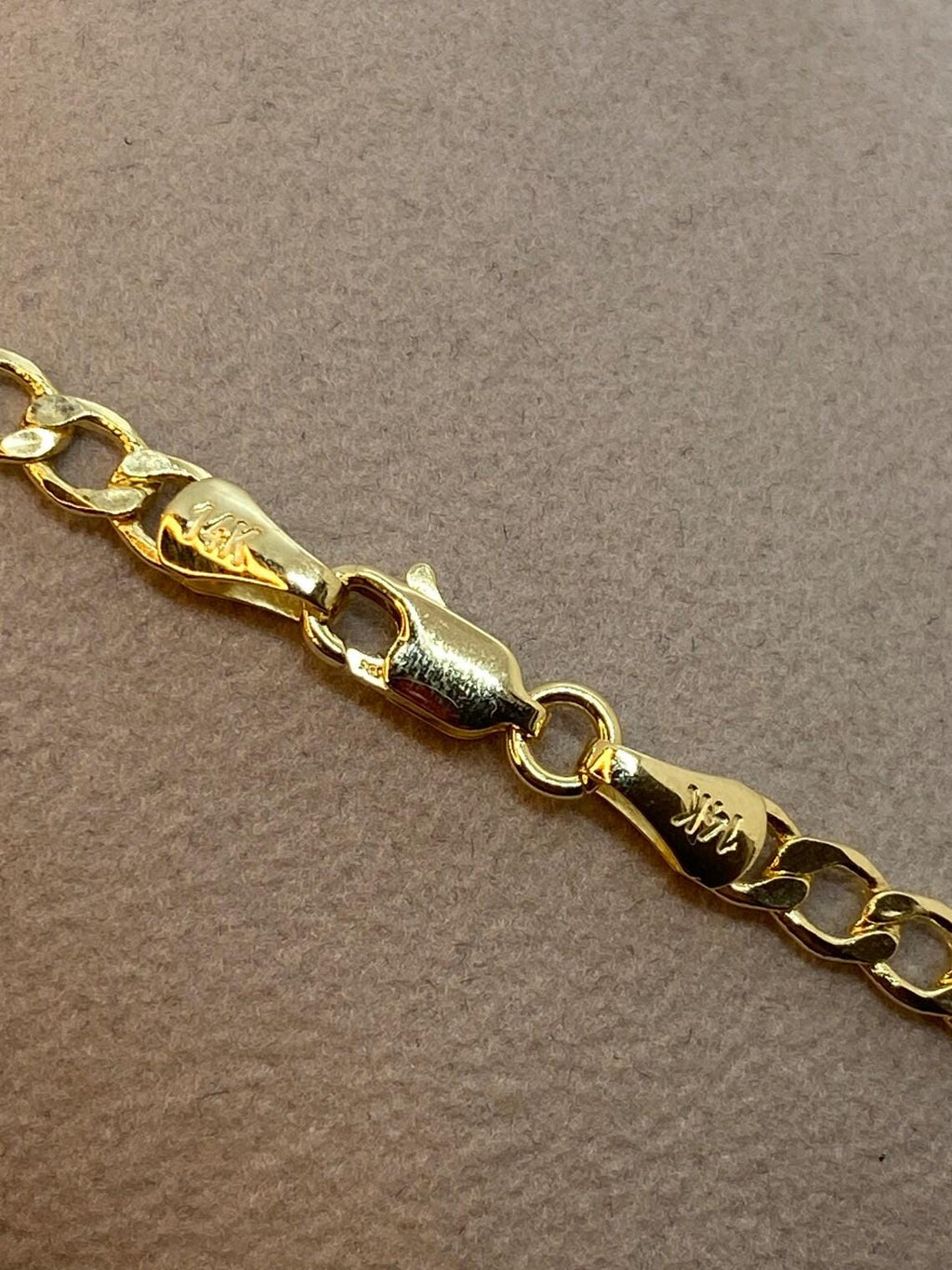 14K Gold Curb Link Necklace - 4mm Chain, Unisex, Birthday Gift