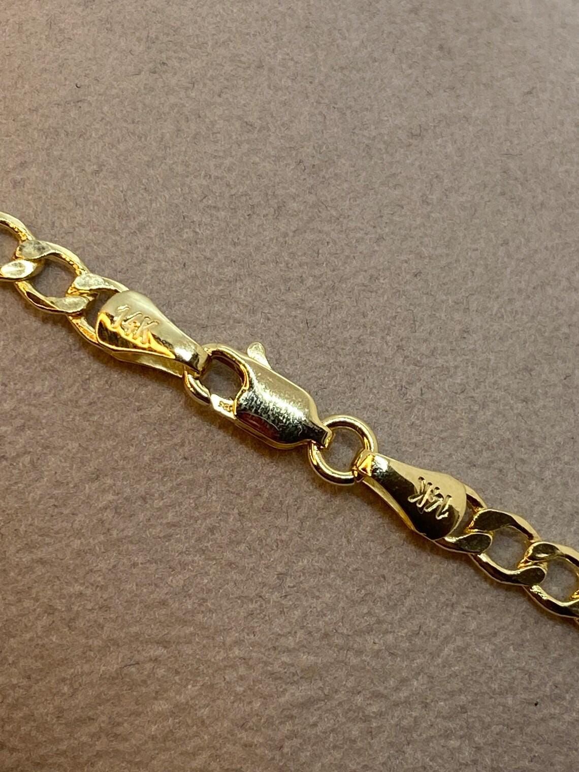 14K Gold Curb Link Necklace - 4mm Chain, Unisex, Birthday Gift