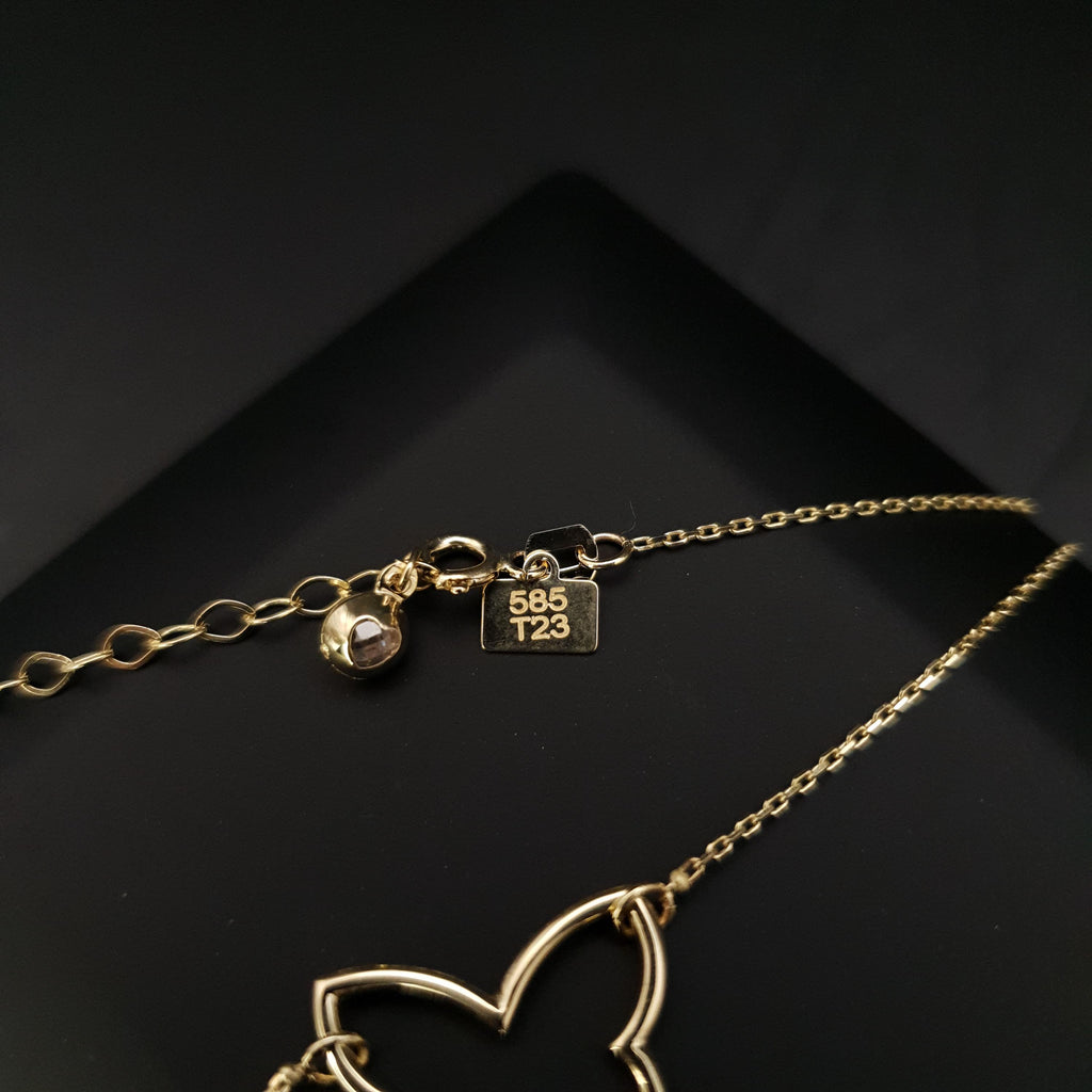 14K Gold Butterfly Pendant Necklace, Dainty Charm