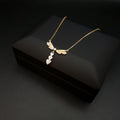 18K Gold Dragonfly Necklace with Heart Charms, Delicate Pendant