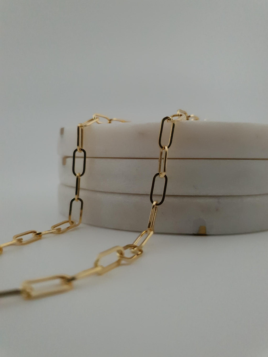 18k Gold Paperclip Chain Necklace: Real Gold Oval Link, 3.3MM Thickness