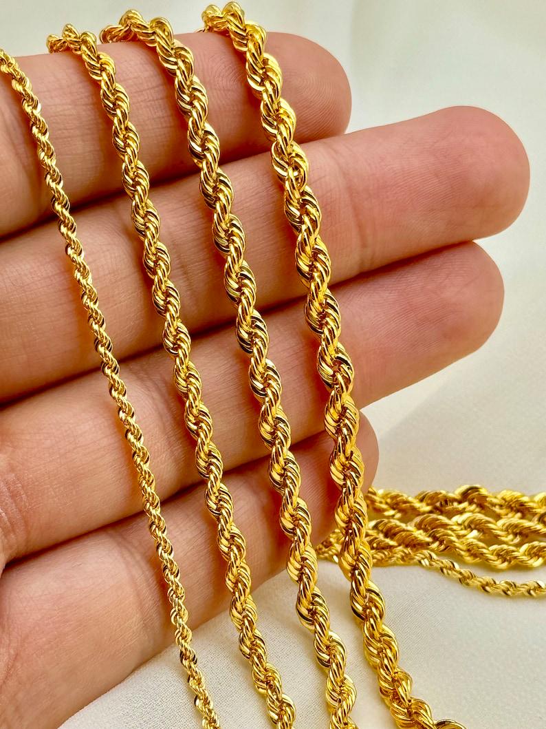 14K Gold Diamond Cut Rope Chain Necklace (2.5mm-4.5mm), Unisex, Birthday gift