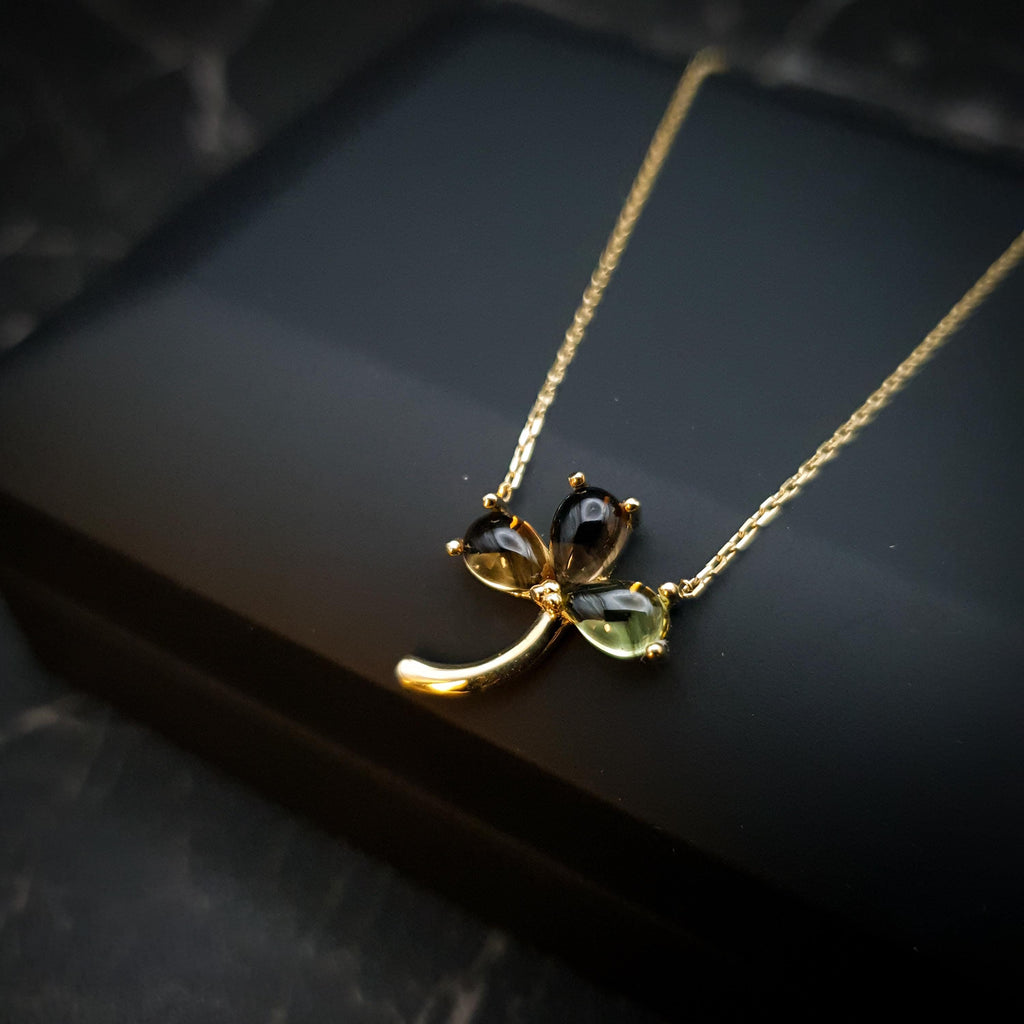 18K Gold Three Leaf Clover Necklace: Lucky Charm Pendant