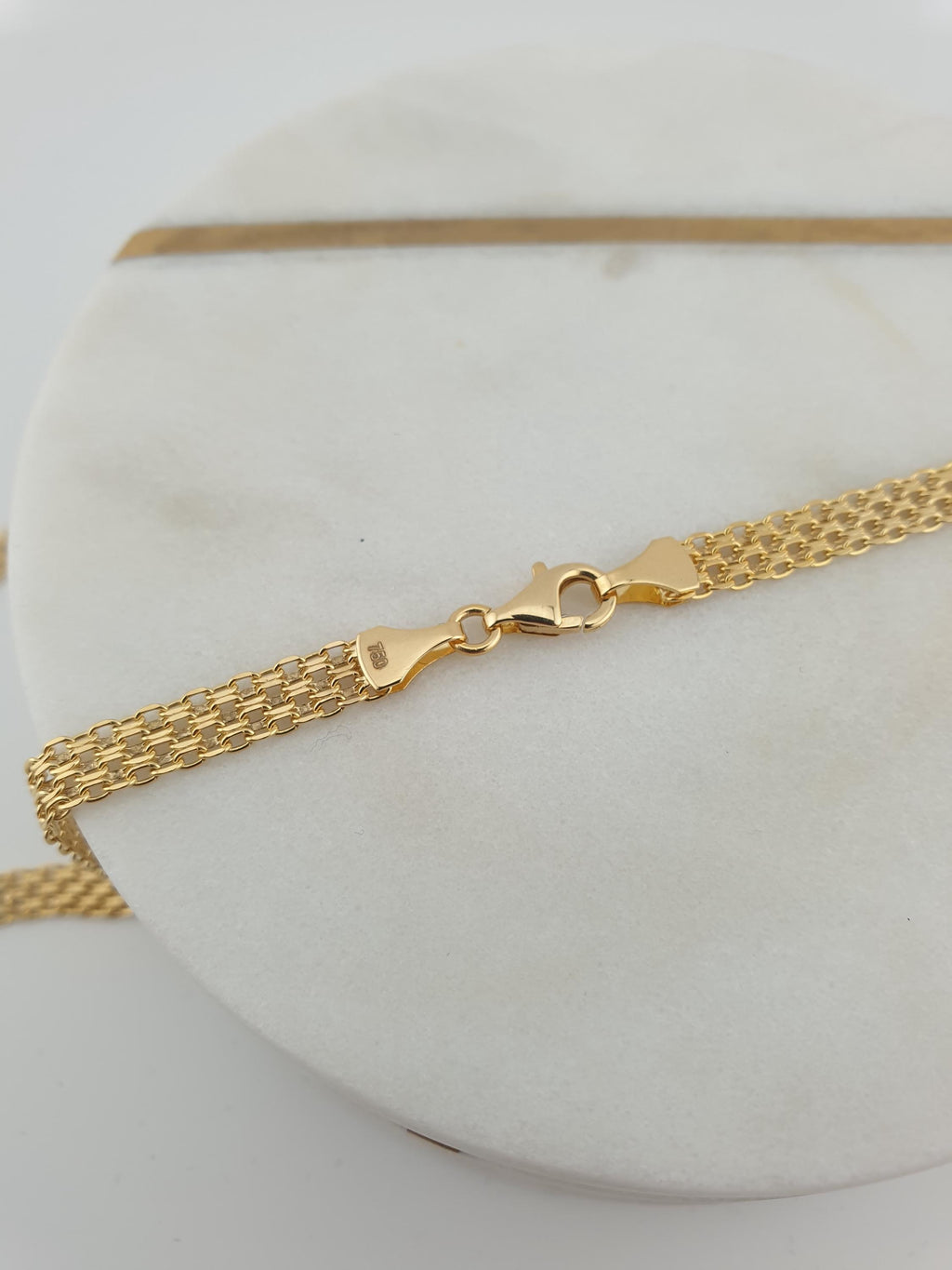 18K Gold Bismarck Chain Necklace – 18 Inch Length Fine Jewelry 5mm Thickness